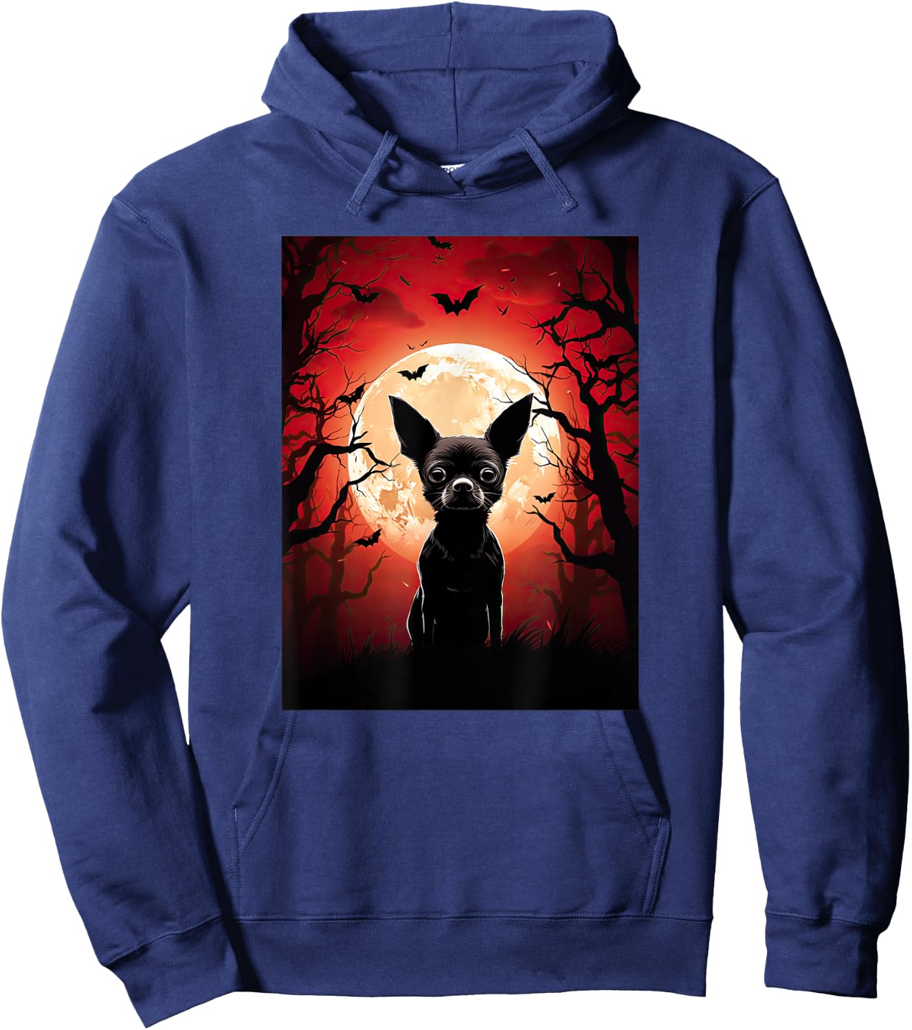 Evil Chihuahua Dog Moon Silhouette Halloween Cute Chihuahua Women Hoodie - Hoodie | Navy