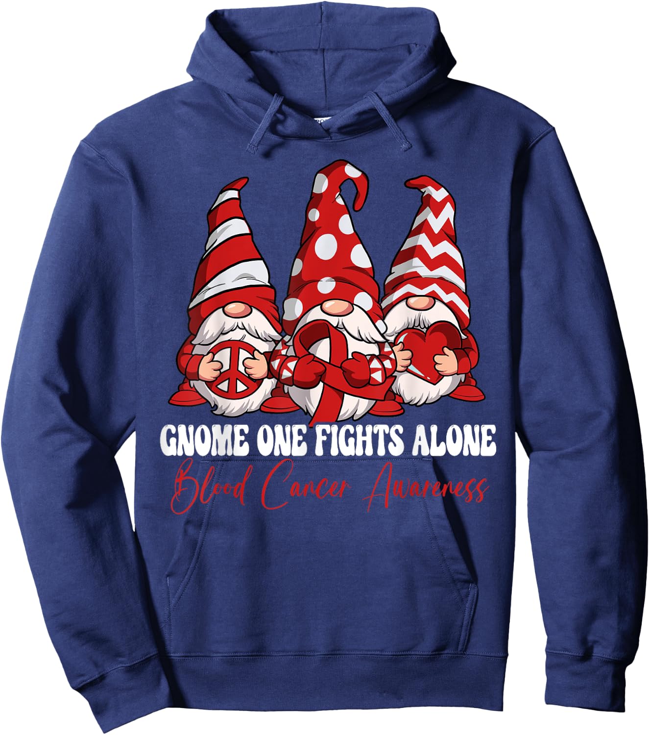 Gnome One Fights Alone Blood Cancer Awareness Hoodie - Hoodie | Navy