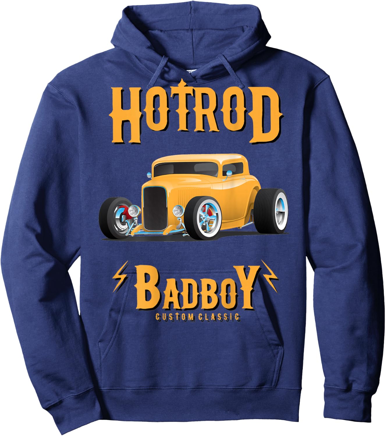 Muscle Car Mayhem Classic HotRod Mechanic (on back) Hoodie - Hoodie | Navy