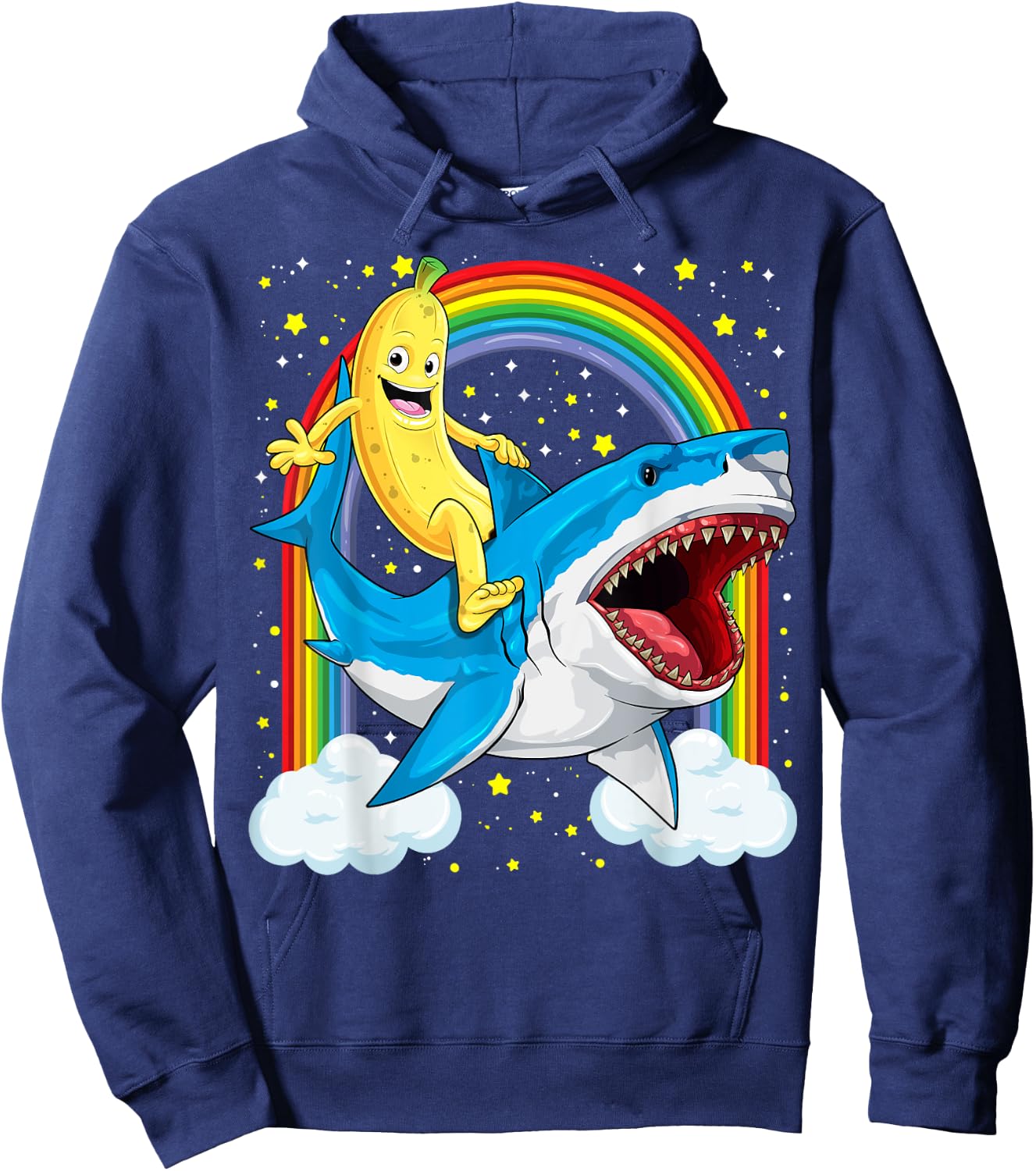 Banana Shirt Banana Shark Fruitful Sea Predator Funny Hoodie - Hoodie | Navy