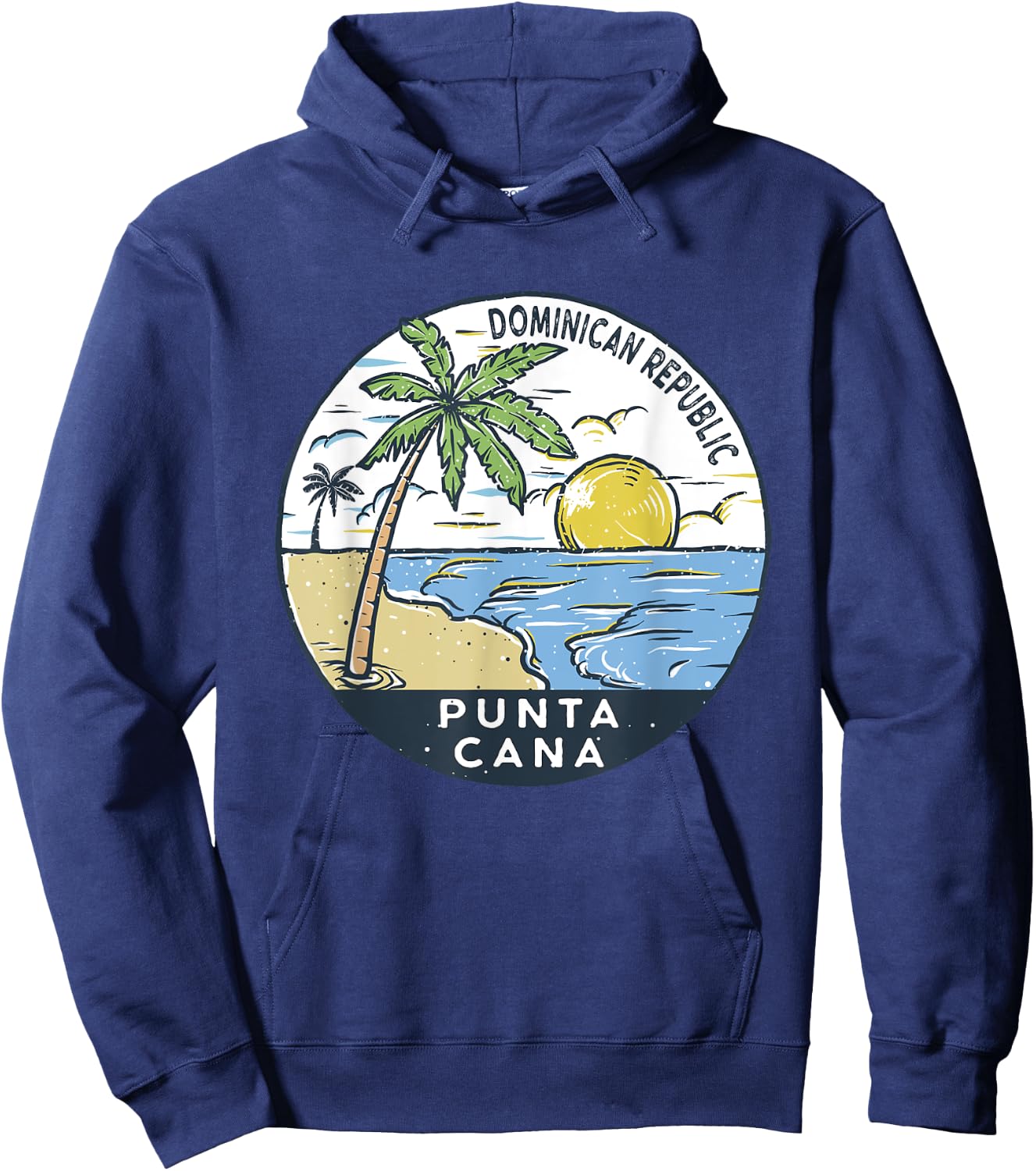 Punta Cana Dominican Republic Illustrated Ocean Vintage Hoodie - Hoodie | Navy