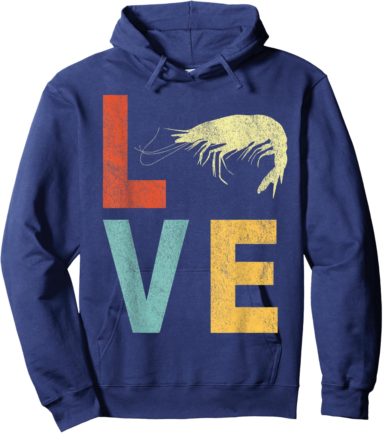 Retro Love Shrimp Lover Funny Shrimp Quote Vintage Hoodie - Hoodie | Navy