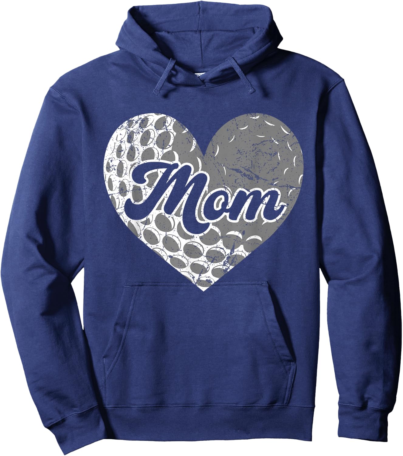 Mother's Day Distressed Heart Golf Mom Mama Sport Fan Hoodie - Hoodie | Navy