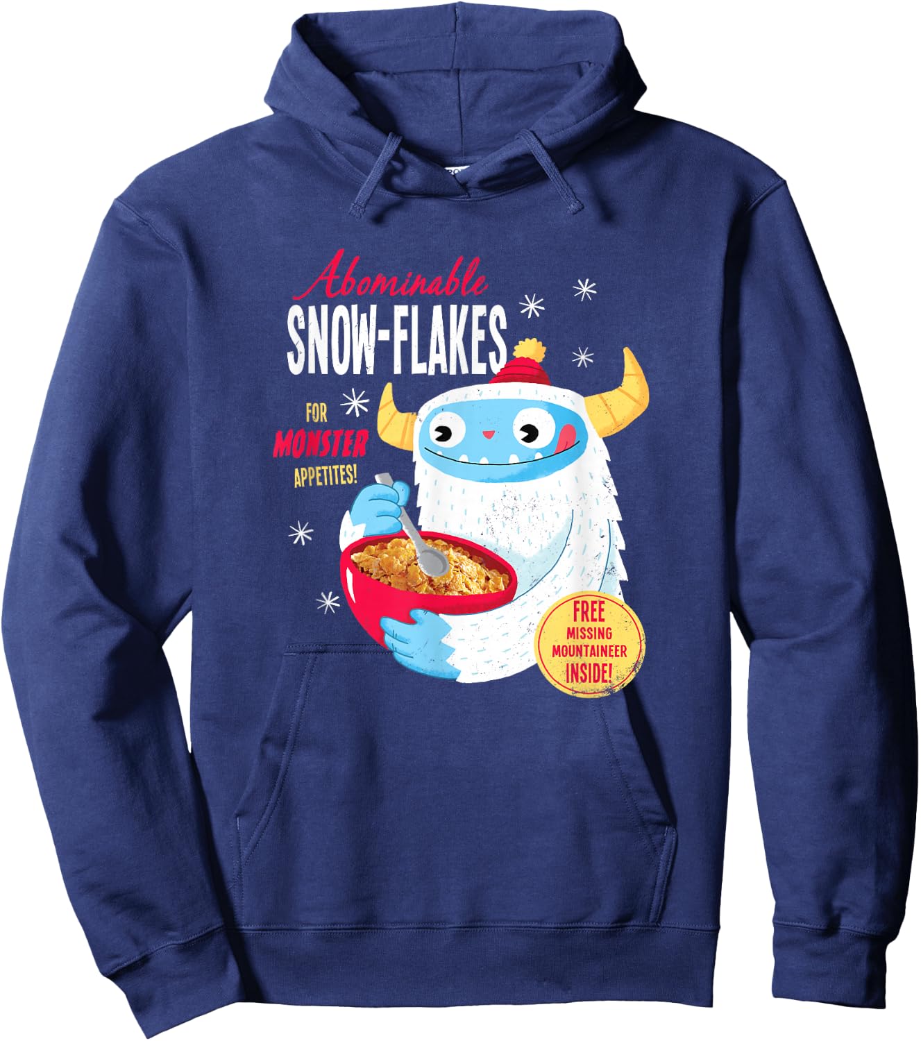 Yeti Cereal: Abominable Snowflakes- Official DinoMike Design Hoodie - Hoodie | Navy