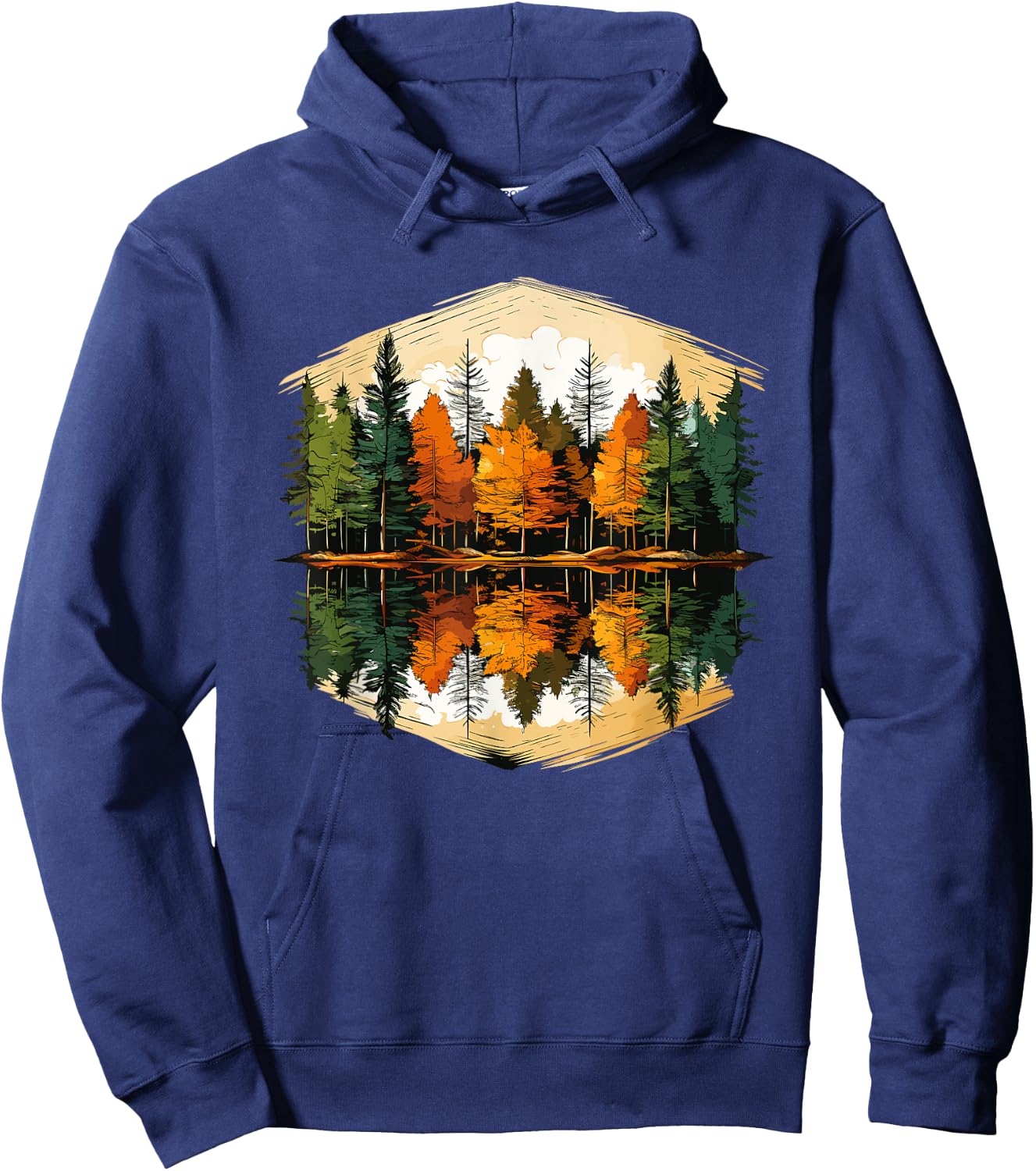 Nature Reflection Forest Trees Outdoor Wildlife Hoodie - Hoodie | Navy