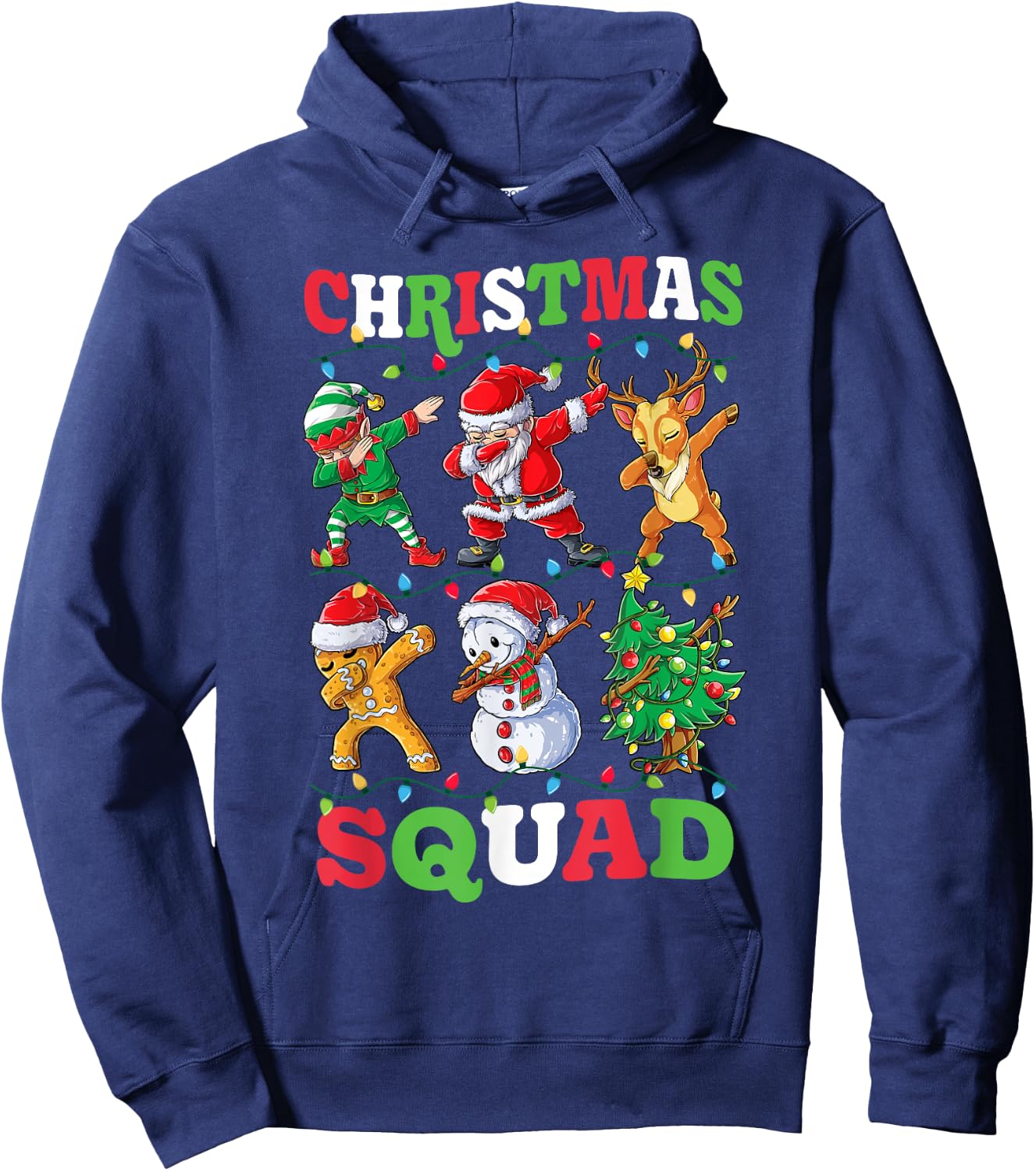 Christmas Squad Santa Dabbing Elf Family Matching Pajamas Hoodie - Hoodie | Navy