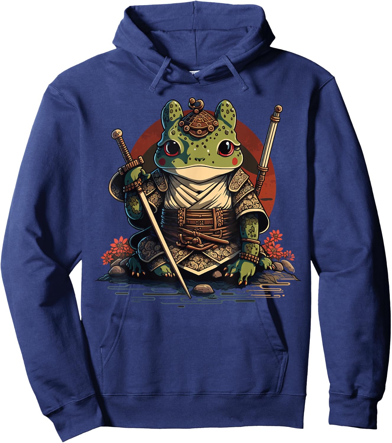 Samurai Frog Warrior Japanese Ninja Frog Kawaii Hoodie - Hoodie | Navy