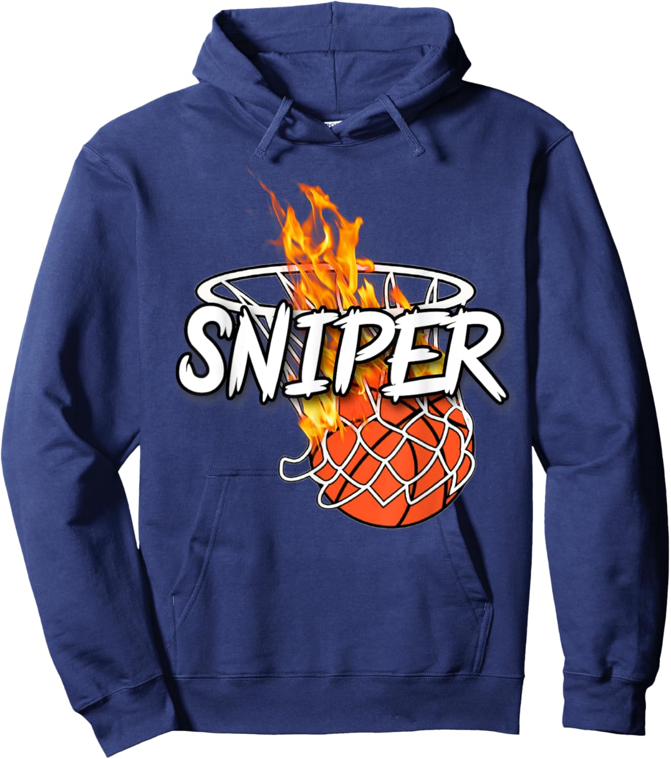 Basketball Sniper - Hit From Anywhere - Fire Basketball Hoodie - Hoodie | Navy