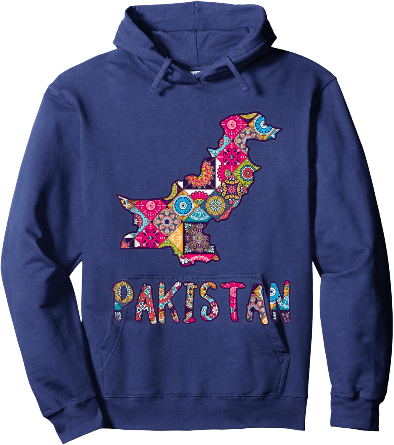 Pakistan Map filled with Pakistani truck art pattern Hoodie - Hoodie | Navy
