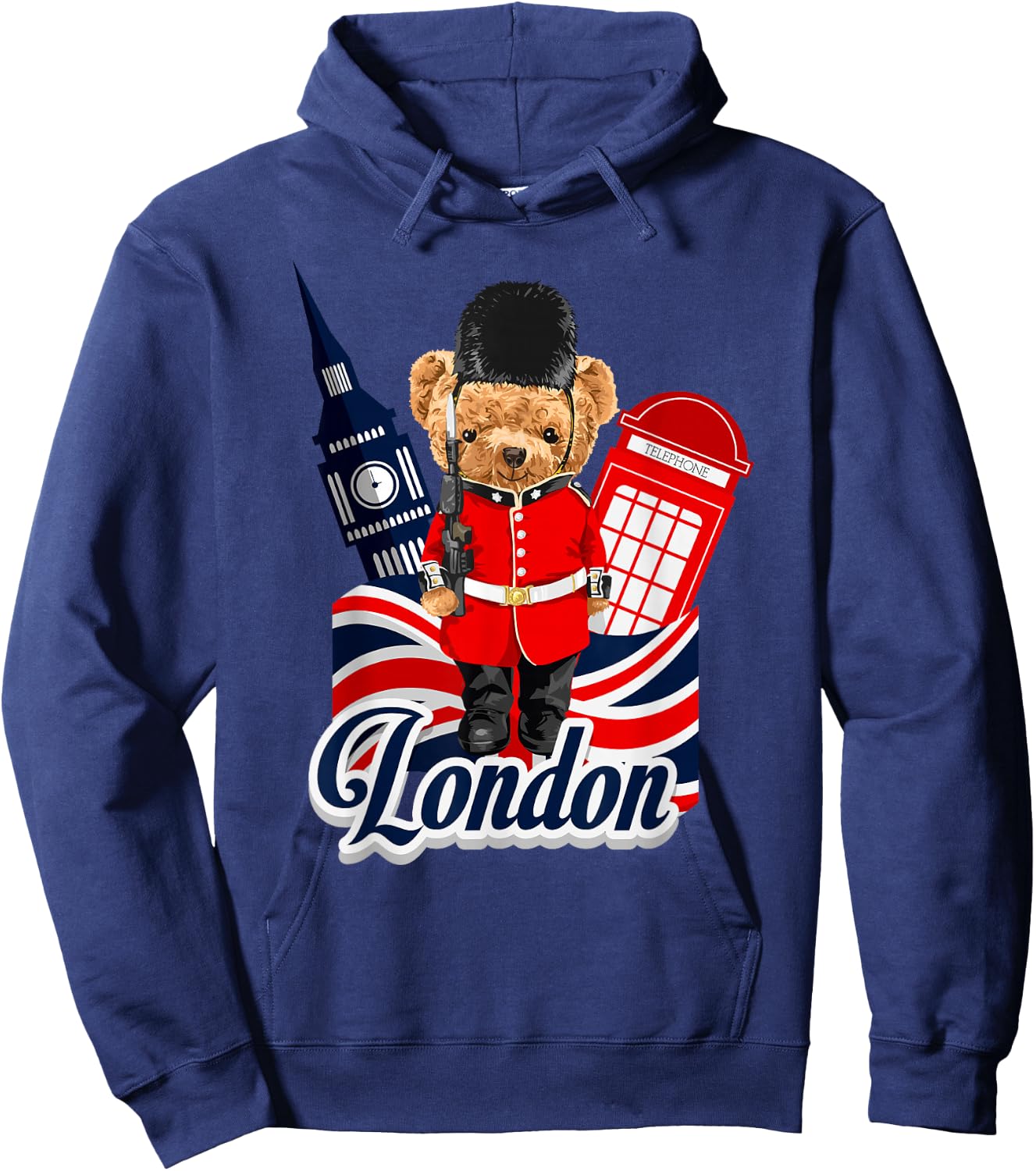 London Teddy Bear Queen Guard Illustration Graphic Anime Hoodie - Hoodie | Navy