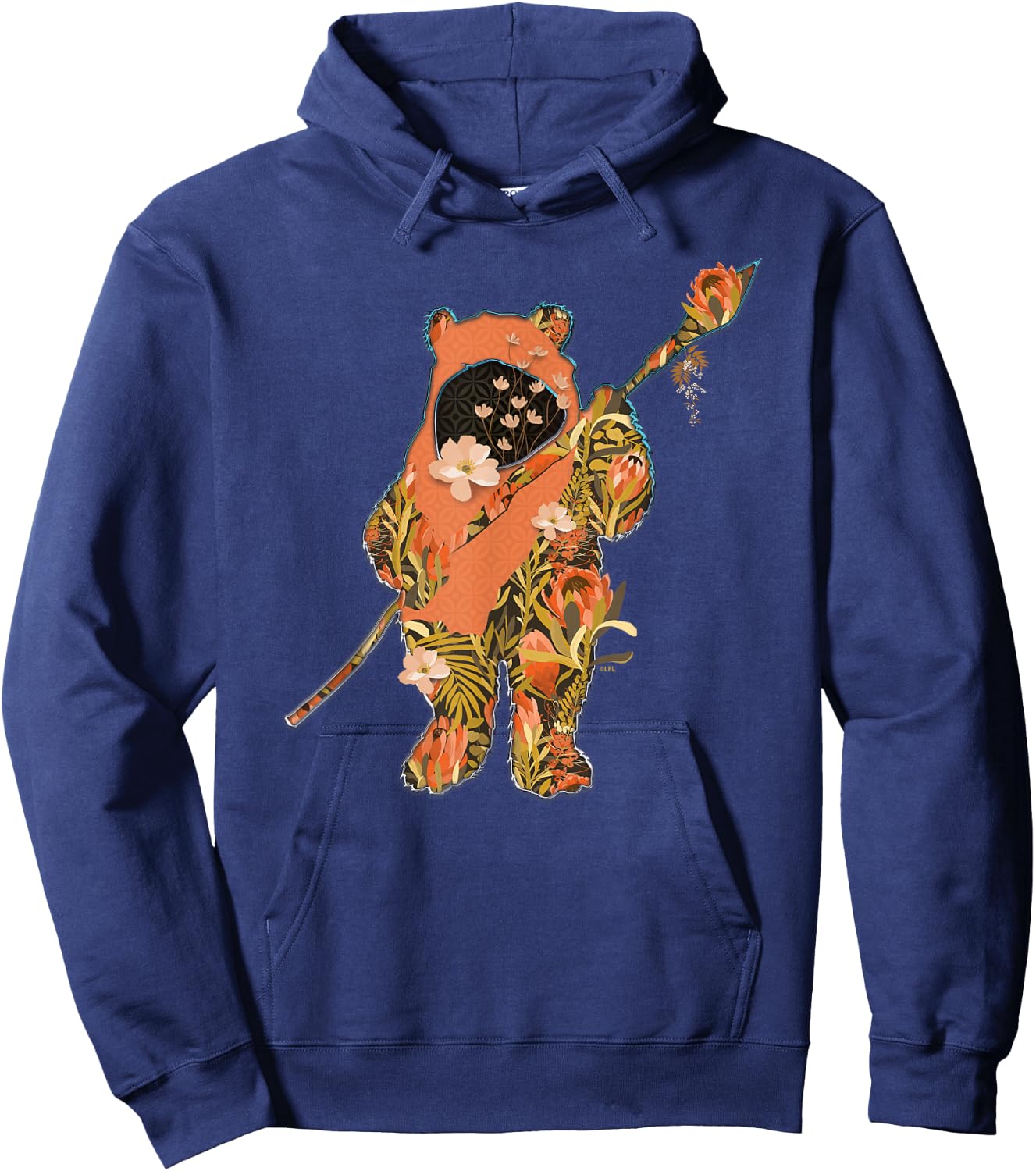Star Wars Wicket Ewok Endor Floral Garden Reimagined Hoodie - Hoodie | Navy