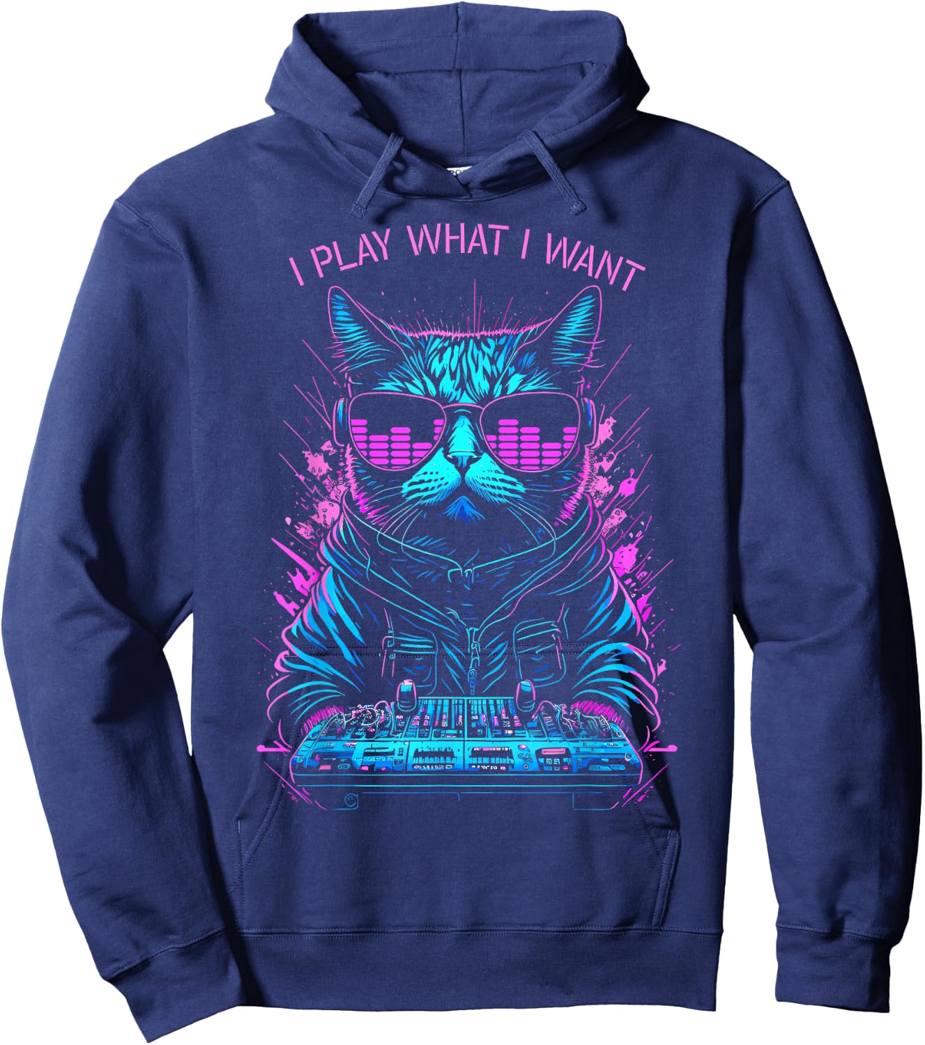 House Cat DJ I Play What I Want Rave EDM Music Equalizer Women Hoodie - Hoodie | Navy