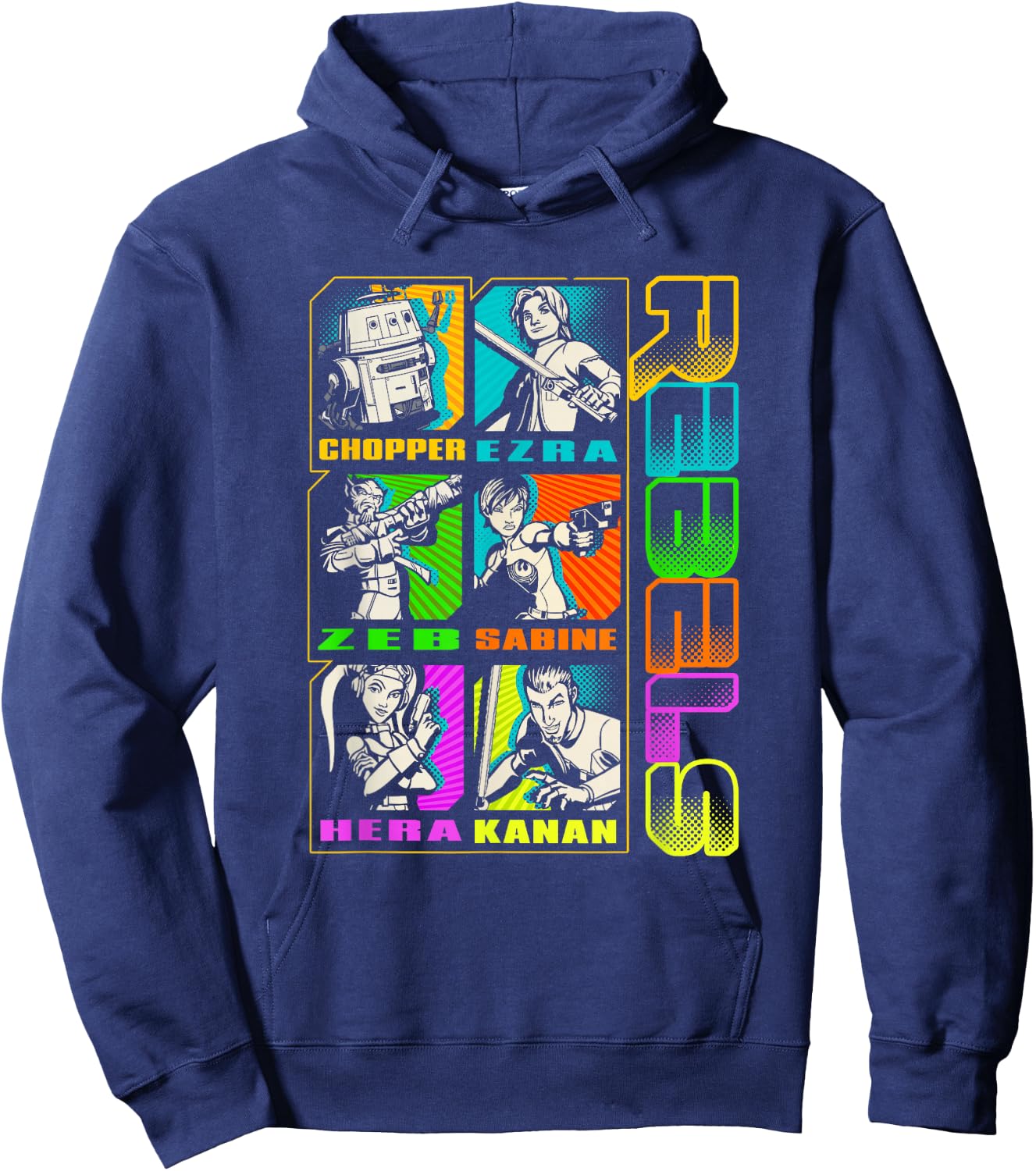 Star Wars Rebels Vintage Stacked Character Panels Mashup Hoodie - Hoodie | Navy