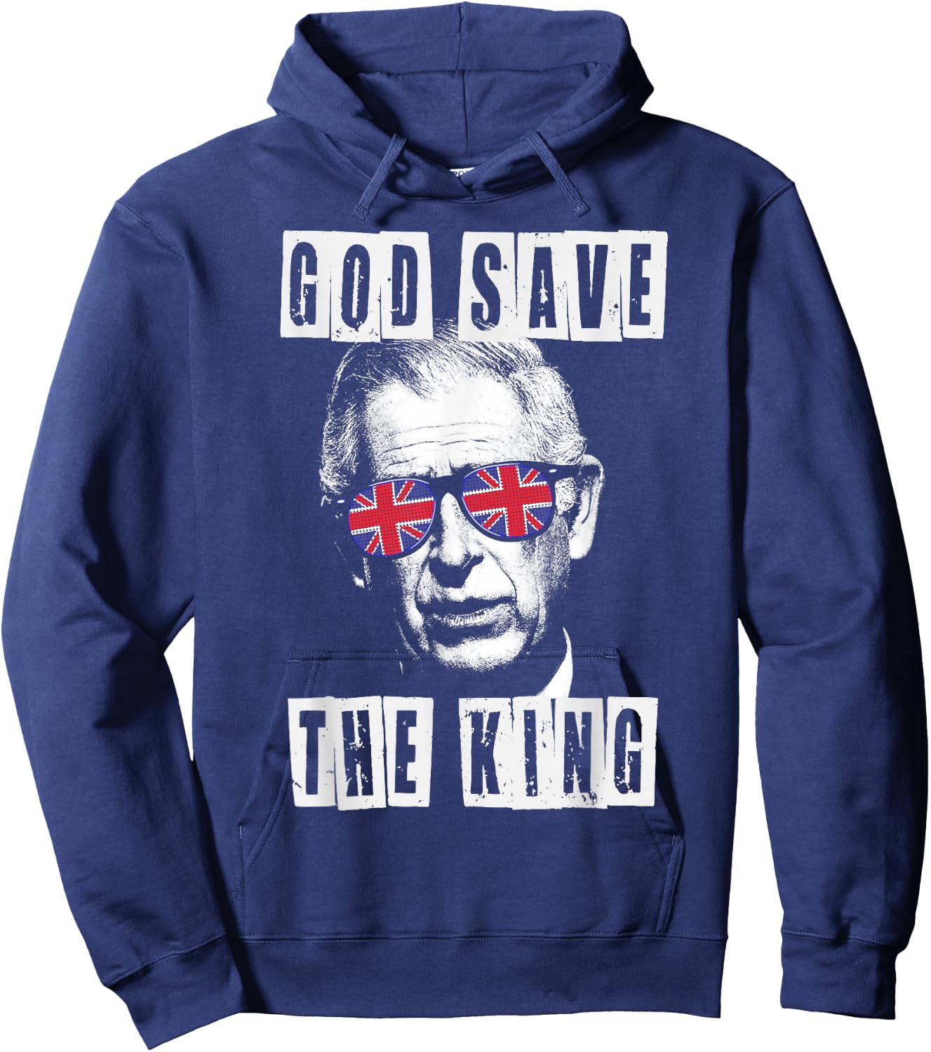 God Save The King. King's Coronation. Union Jack Charles Hoodie - Hoodie | Navy