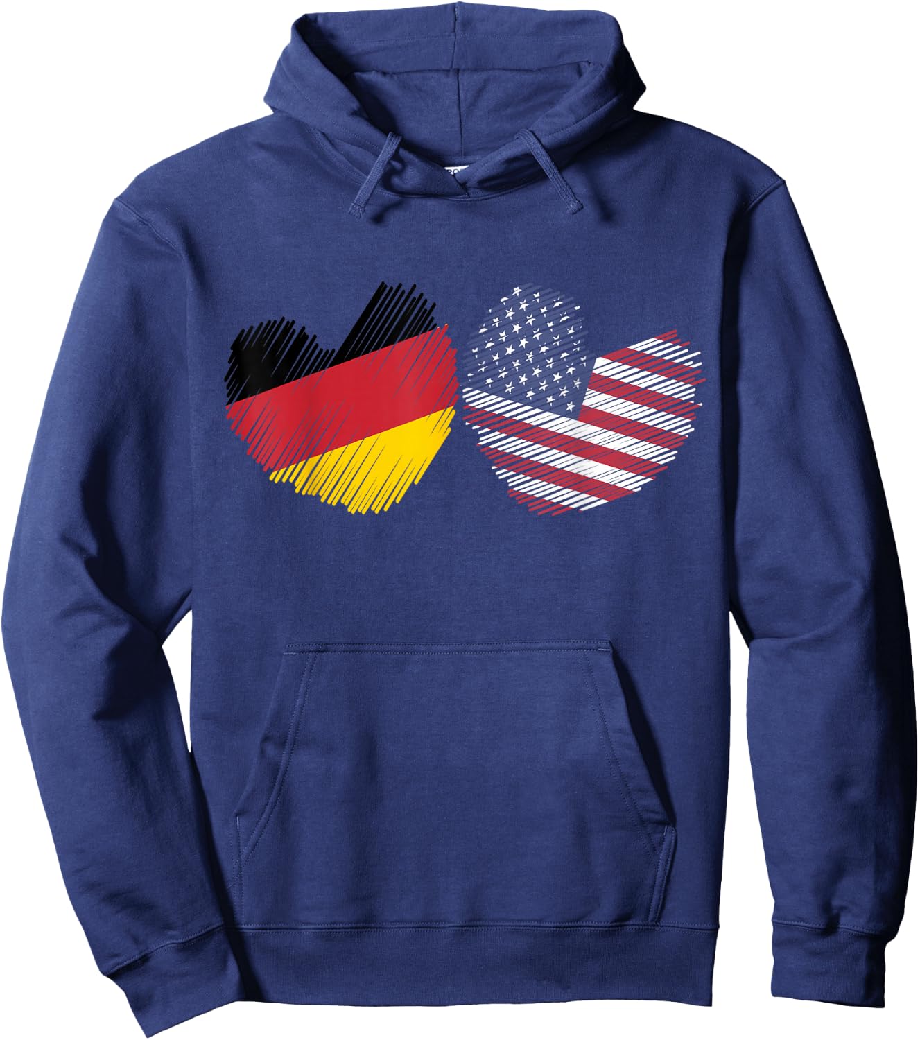 Germany USA Heart German Flag American Flag Grunge Heart Hoodie - Hoodie | Navy
