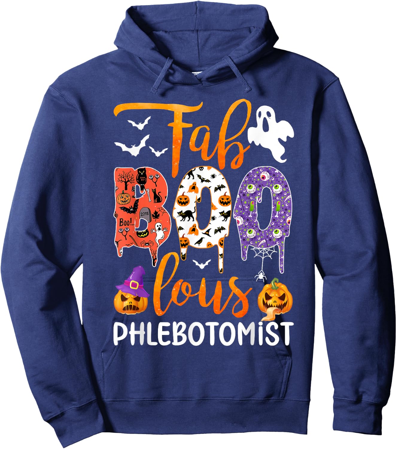Fab Boo Lous Phlebotomist Boo Ghost Halloween Phlebotomist Hoodie - Hoodie | Navy