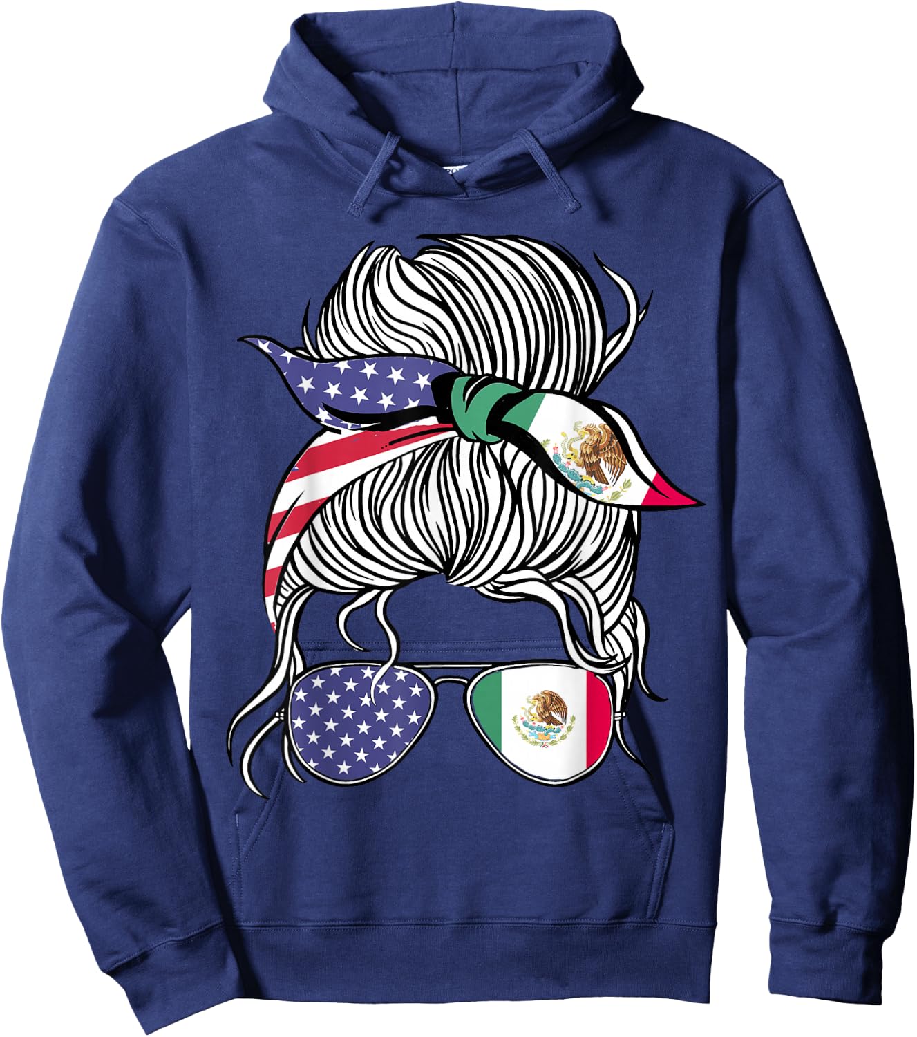 Mexican American Patriot Grown Proud Women Girl Flag Small Hoodie - Hoodie | Navy