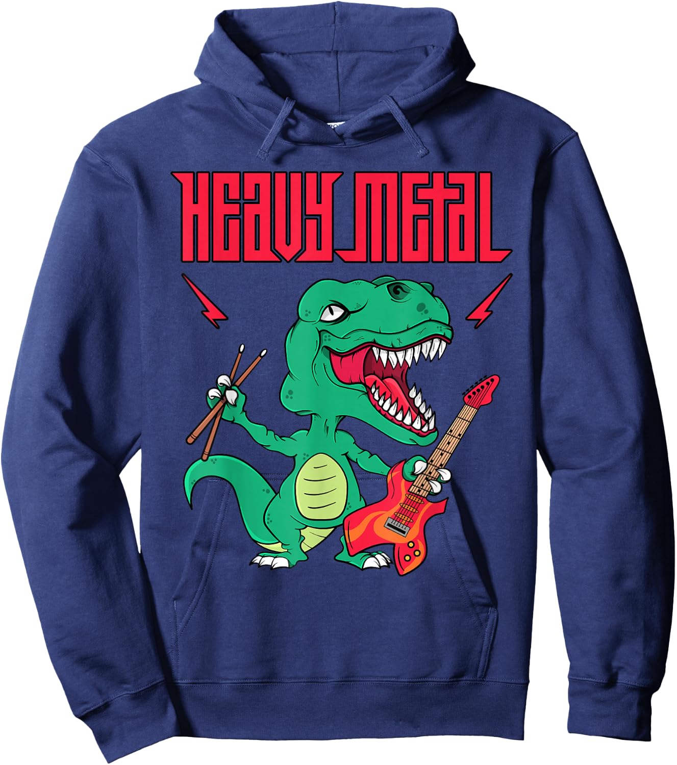 Funny Heavy Metal Dinosaur Design Women and Kids Hoodie - Hoodie | Navy
