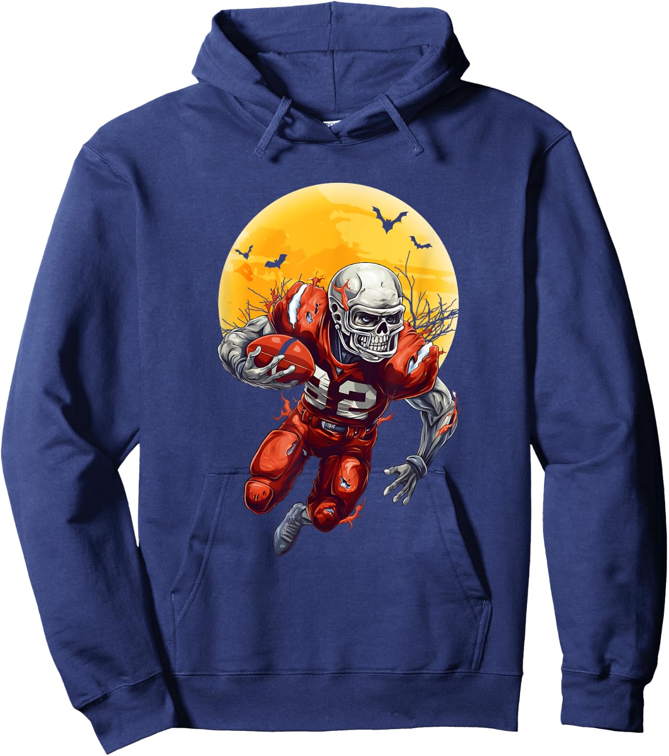 American Football Skeleton Halloween Shirt Football Fan Hoodie - Hoodie | Navy