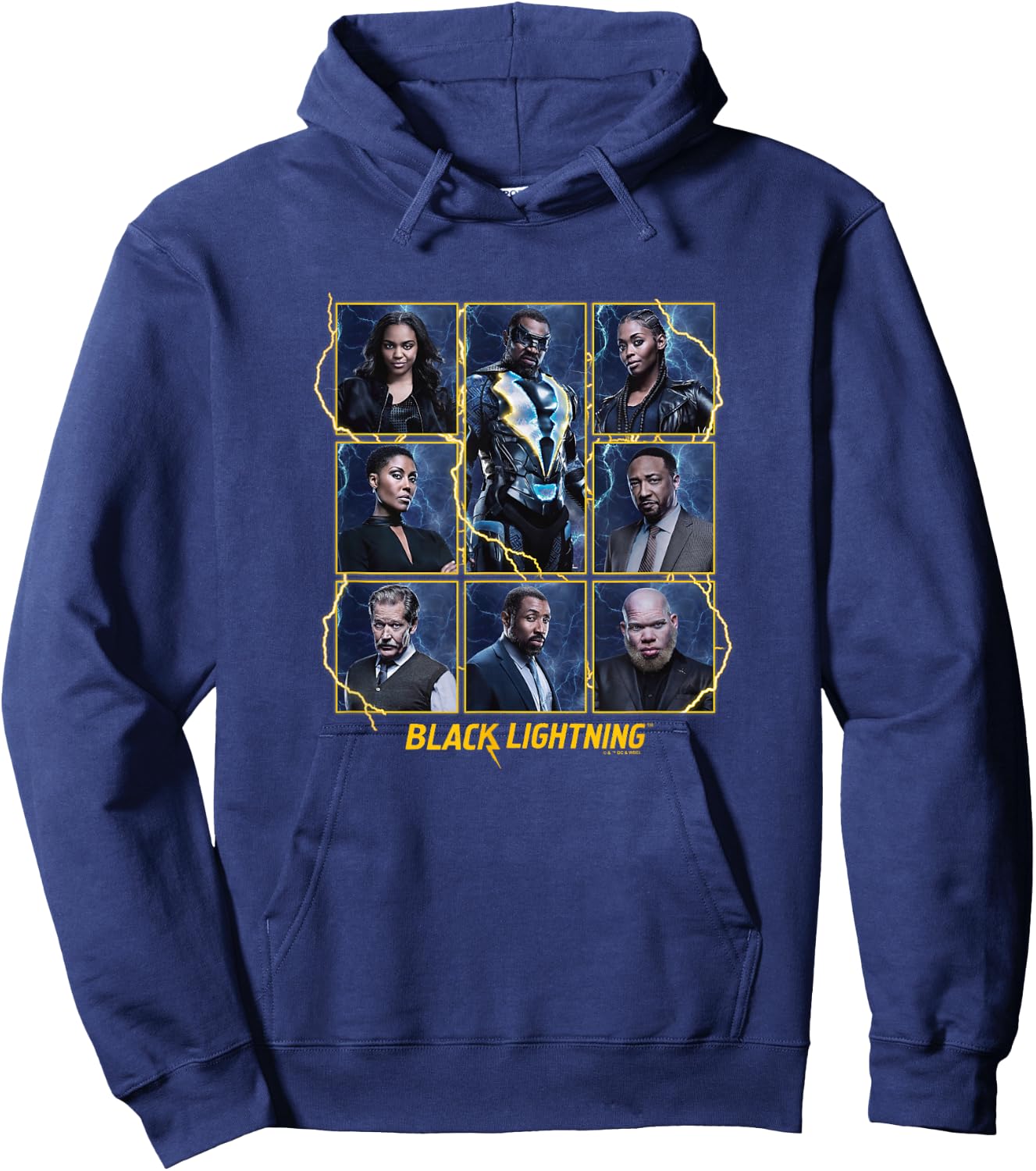 Black Lightning Super Hero Character Lightning Box Ups Hoodie - Hoodie | Navy