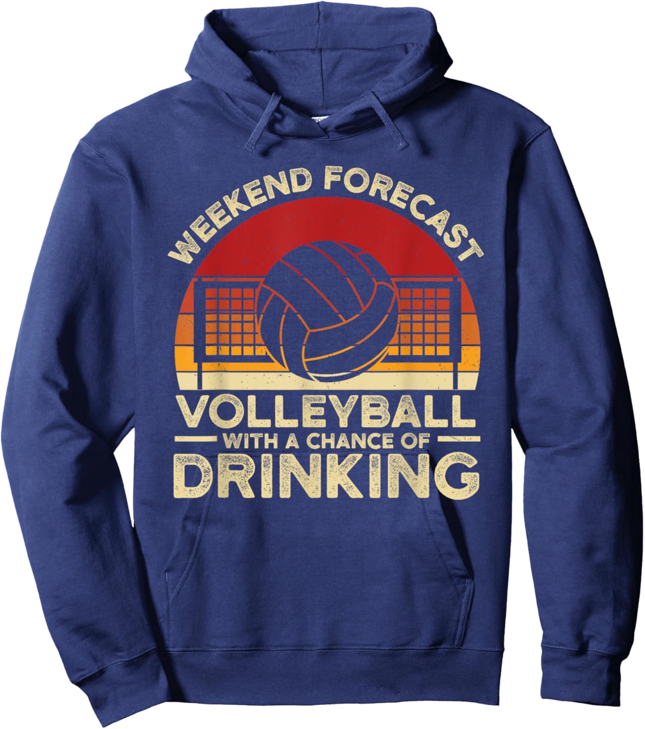 Funny Weekend Forecast Volleyball Retro Setter Vintage Hoodie - Hoodie | Navy