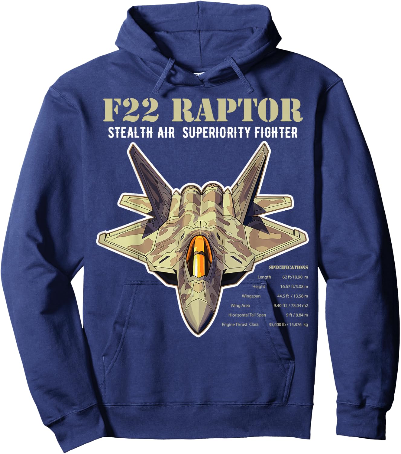F-22 Raptor Fighter Jet Military Aircraft Men Dad Hoodie - Hoodie | Navy