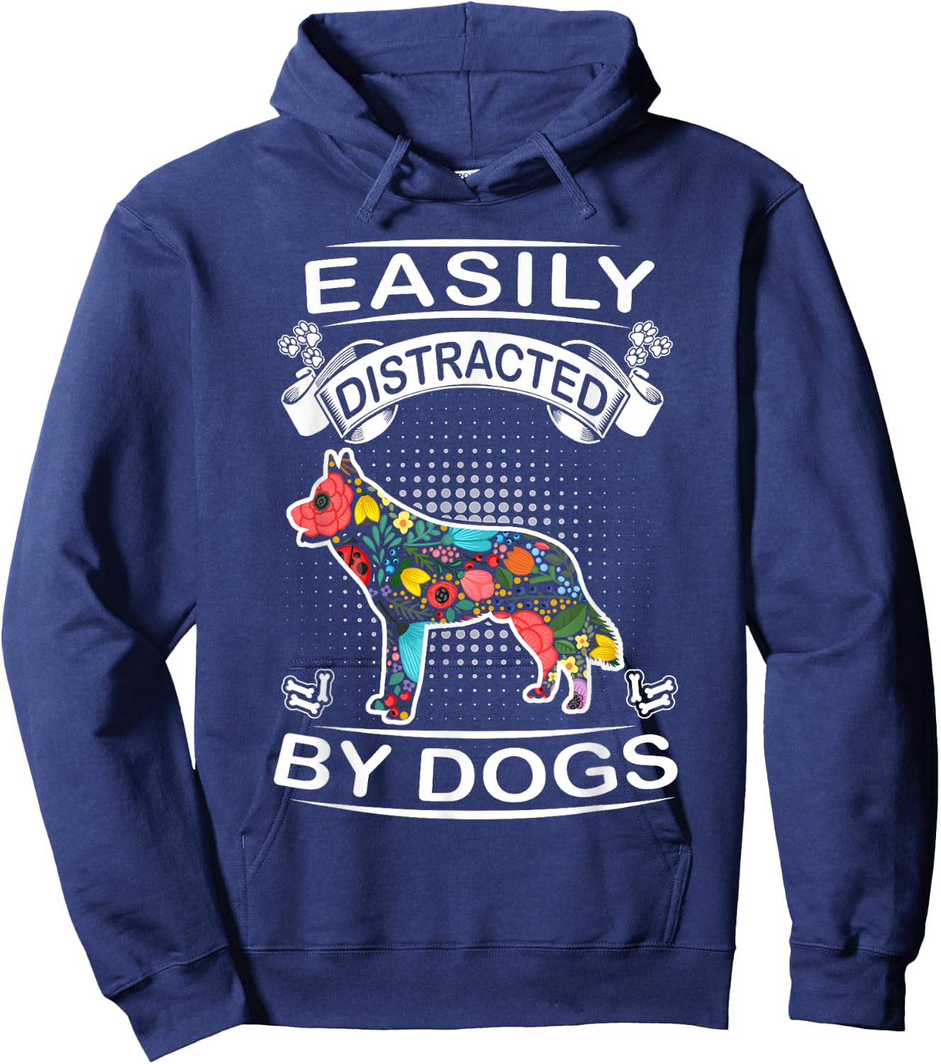 Easily Distracted By Dogs Siberian Husky Dog Lovers Puppy Hoodie - Hoodie | Navy