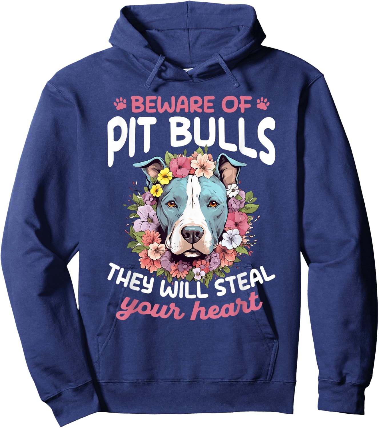 Pitbull Pittie Beware of PitBulls they will steal your Heart Hoodie - Hoodie | Navy