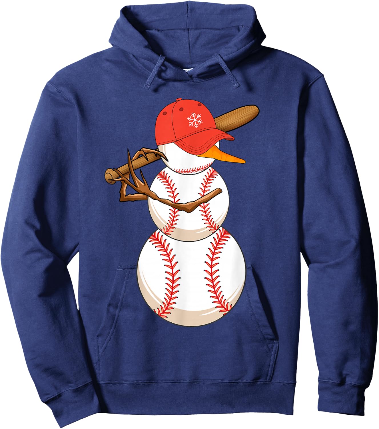 Baseball Snowman Balls Snow Christmas Xmas Women Hoodie - Hoodie | Navy