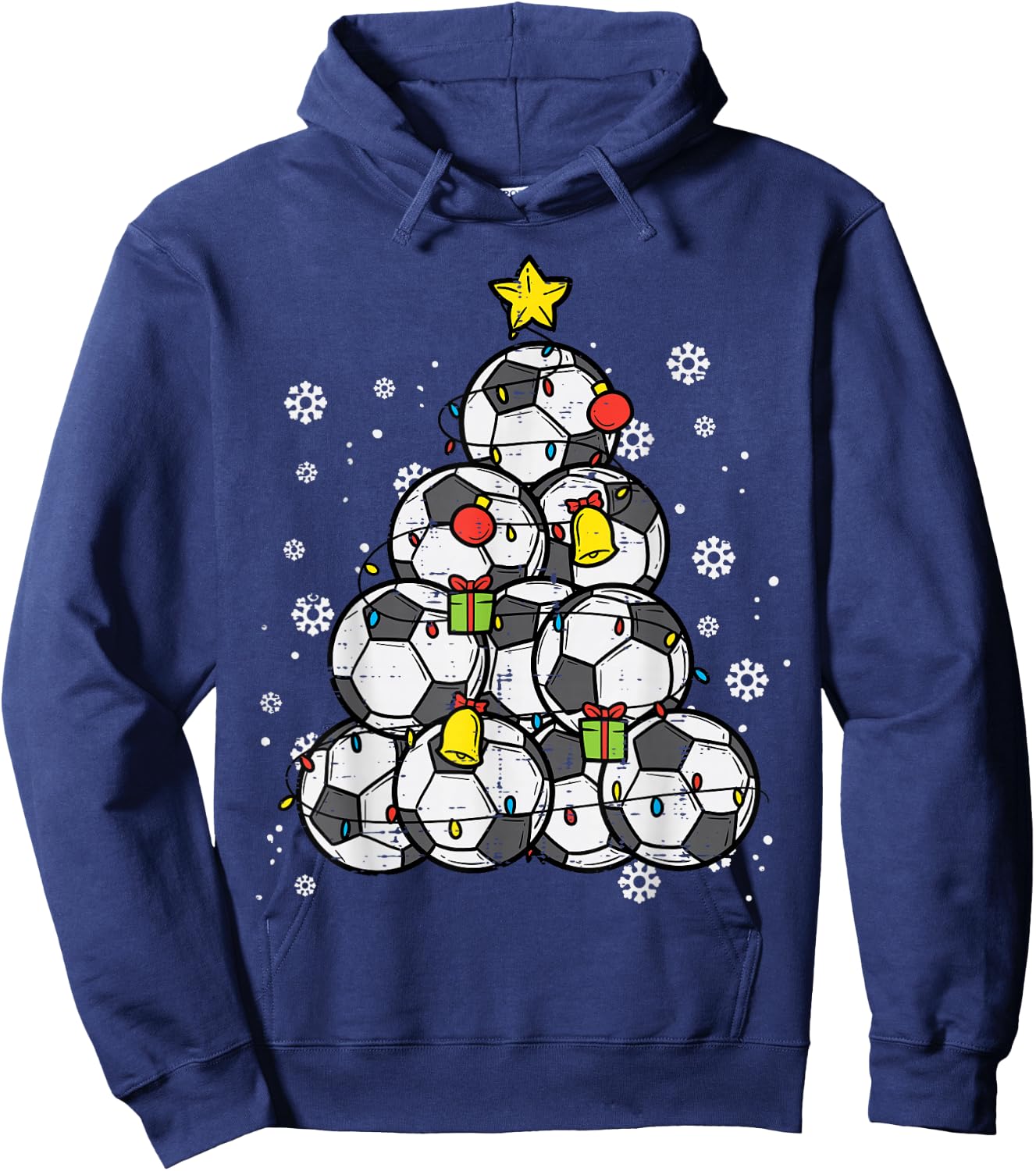 Soccer Christmas Tree Xmas Player Boys Girls Men Women Kids Hoodie - Hoodie | Navy