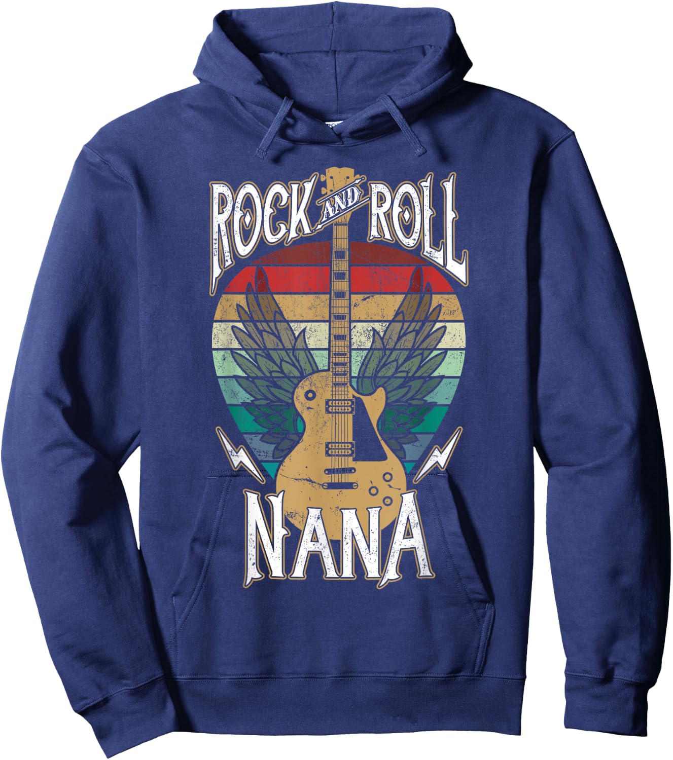 Rock n Roll Nana Vintage Guitar Player Music Lover Hoodie - Hoodie | Navy