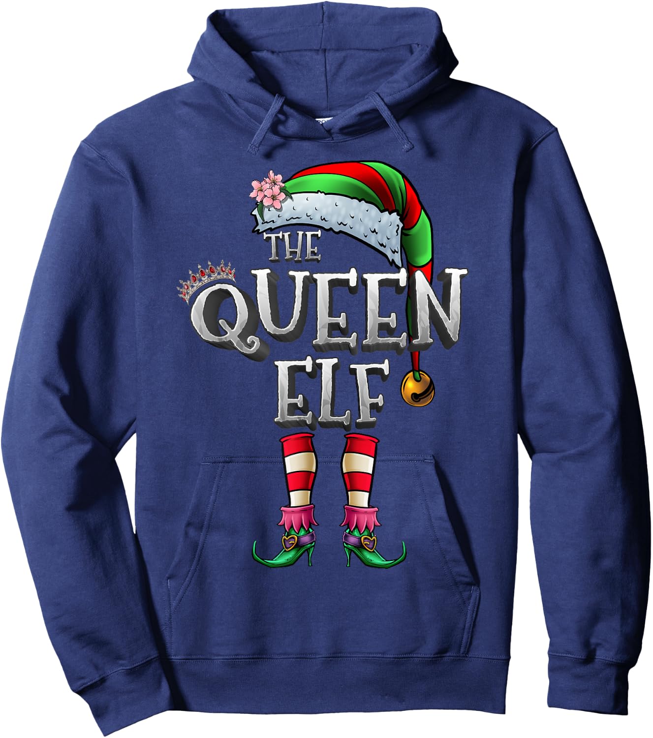 The Queen Elf Shirt Matching Family Christmas Elf Women Girl Hoodie - Hoodie | Navy