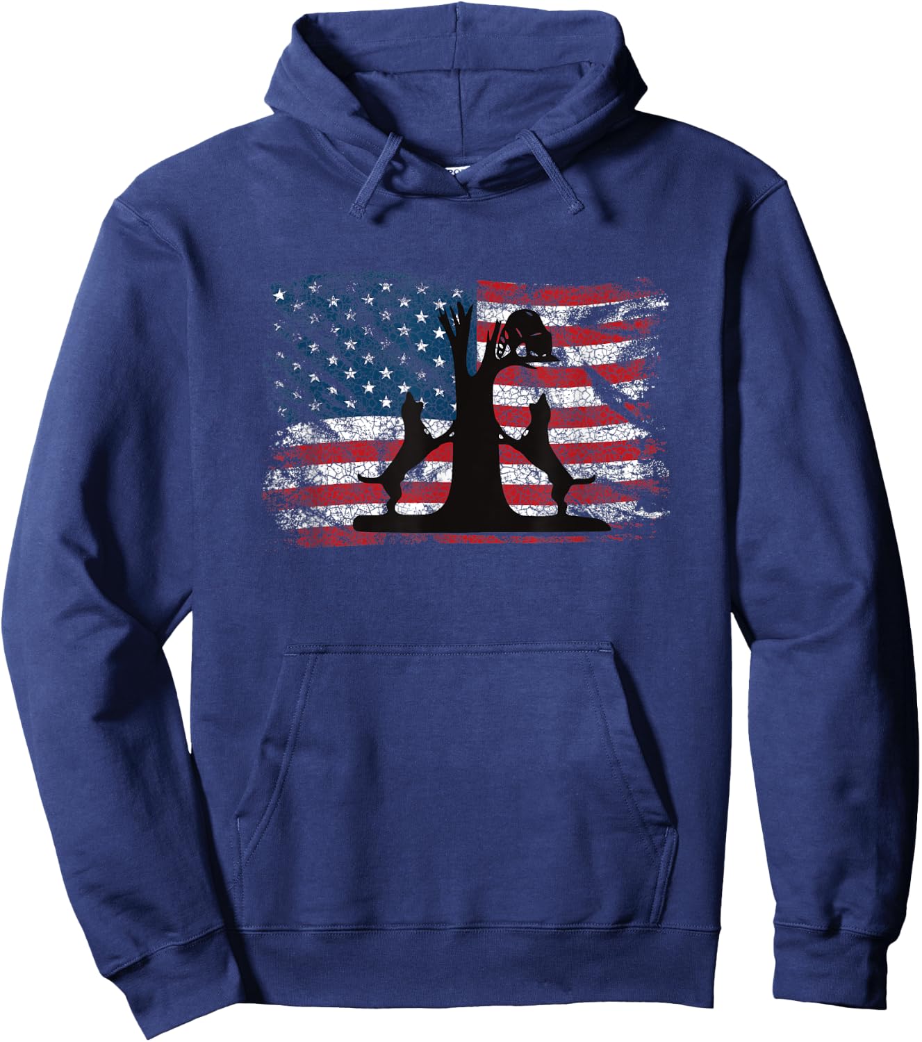 Patriotic Coon Hunting Dogs American Flag Hoodie - Hoodie | Navy