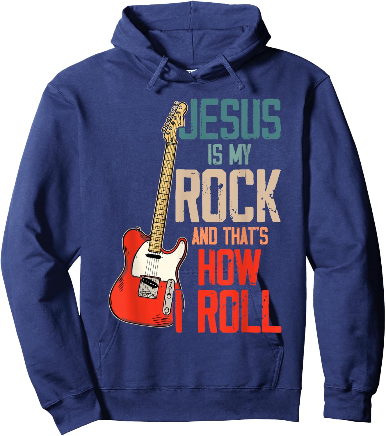 Jesus is My Rock and That is How I Roll Christian Hoodie - Hoodie | Navy