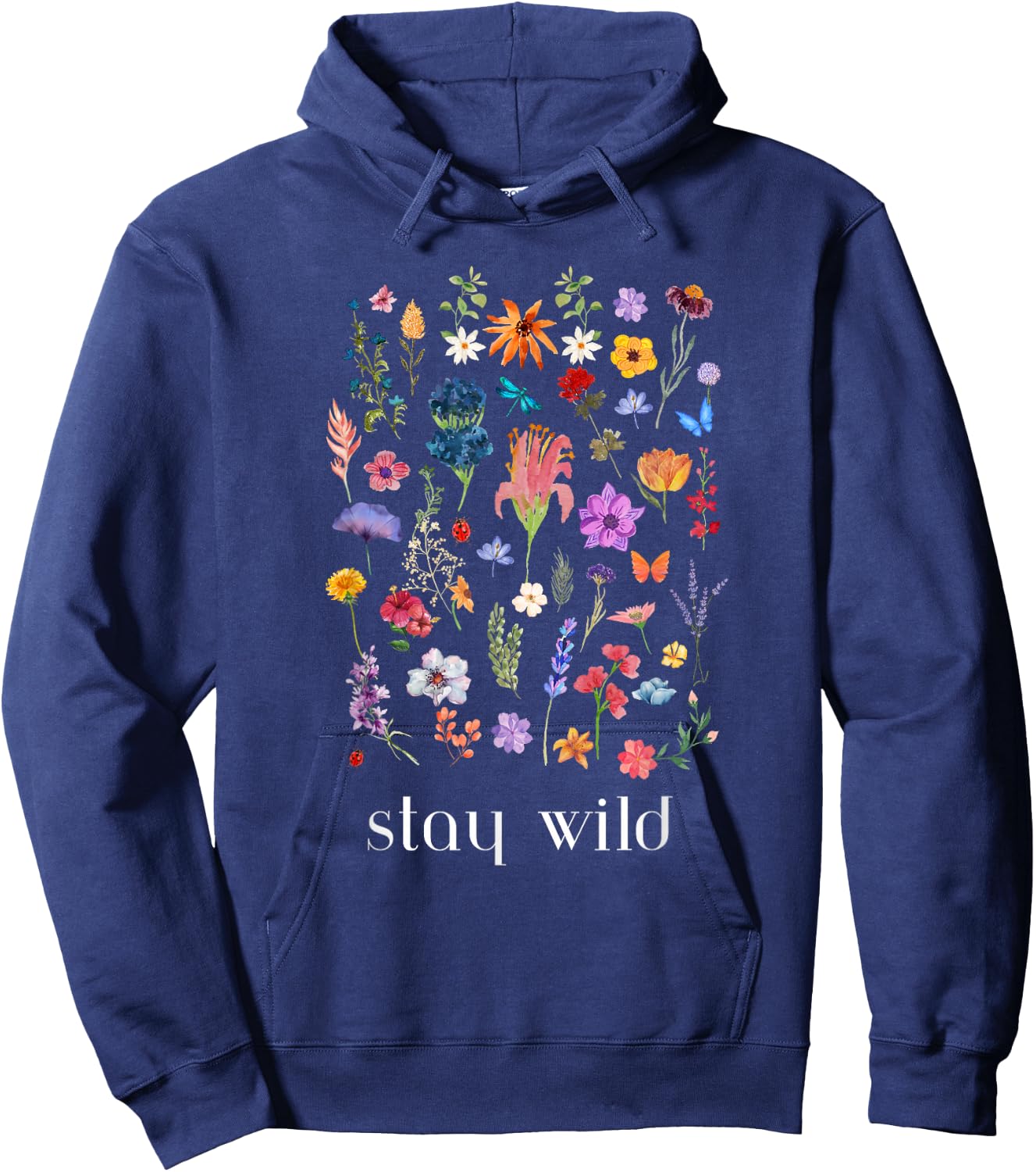Stay Wild Flowers Hoodie - Hoodie | Navy