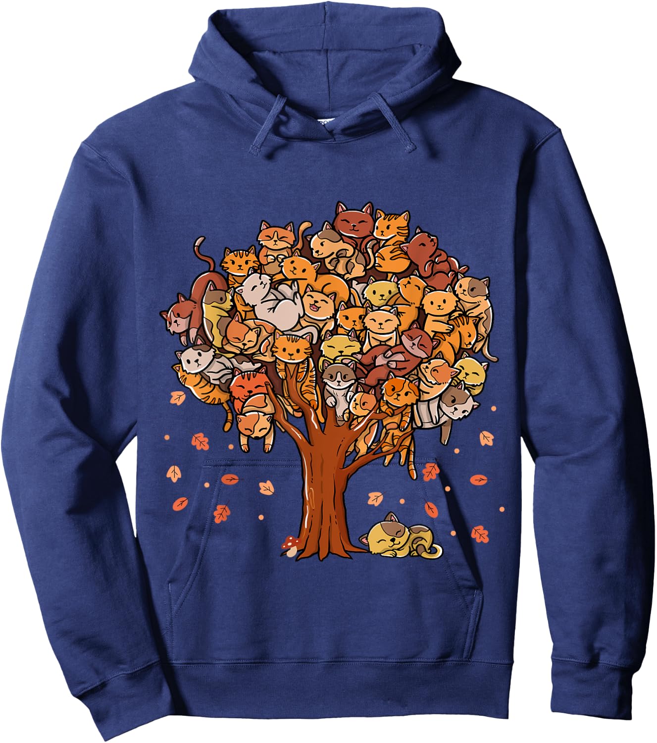 Autumn Tree Kittens Family Of Cats Fall Season Leaves Hoodie - Hoodie | Navy