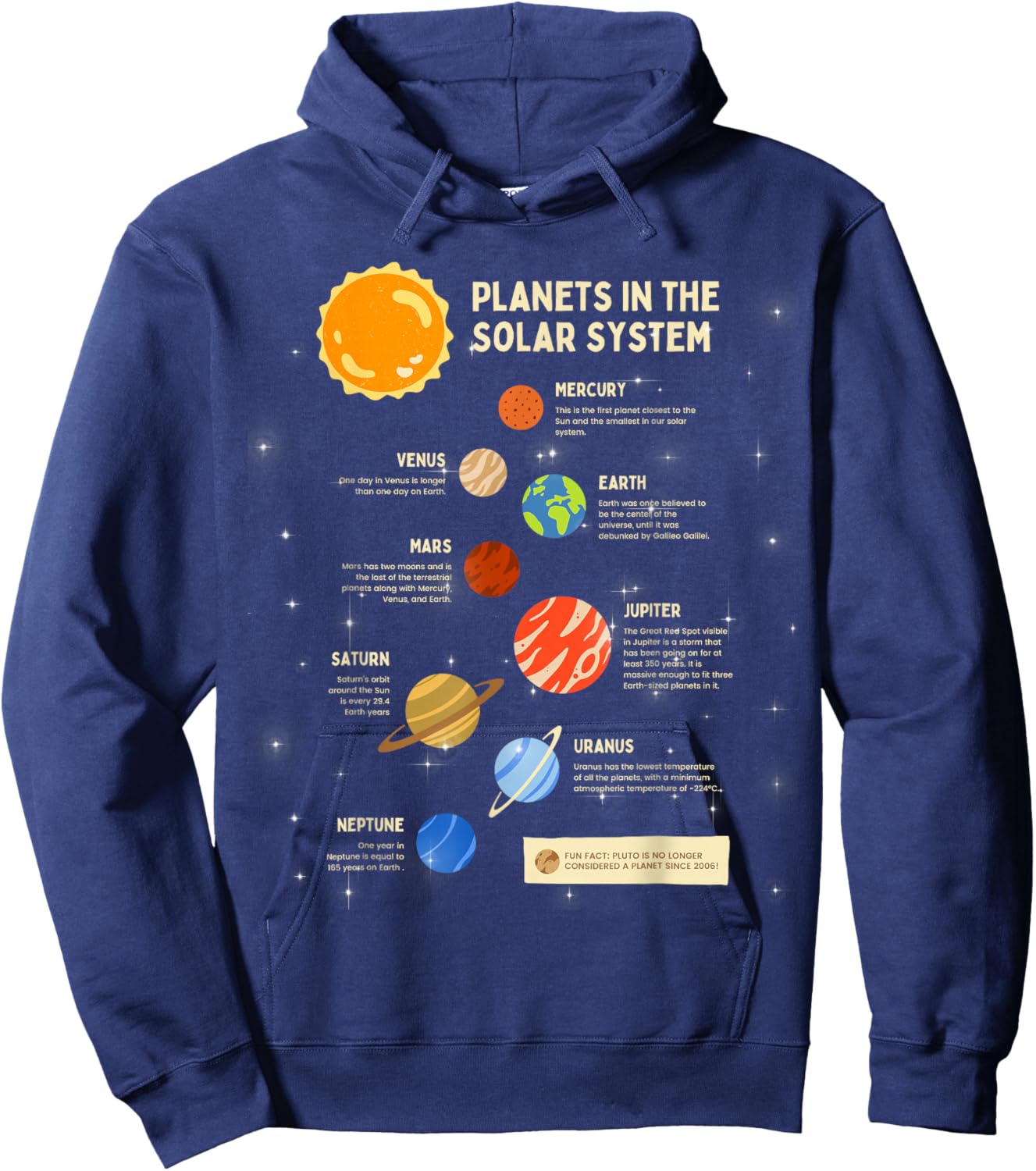 Planets Solar System Outer Space Science Boys Girls Kids Hoodie - Hoodie | Navy