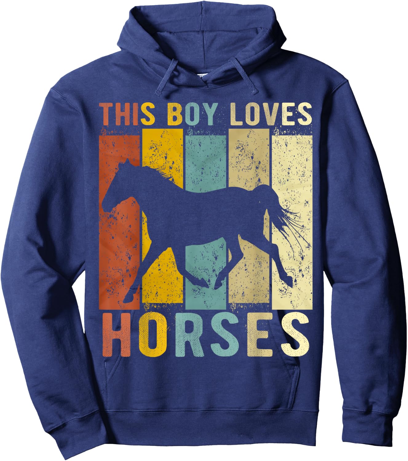 This Boy Loves Horses Boys Horse Hoodie - Hoodie | Navy