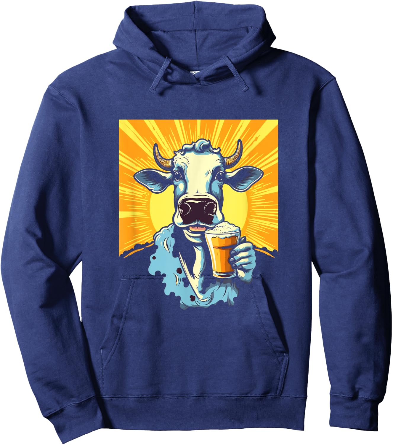 Cow Drinking Beer Glass Mug Brew Beer Drinker Drunk Cows Hoodie - Hoodie | Navy