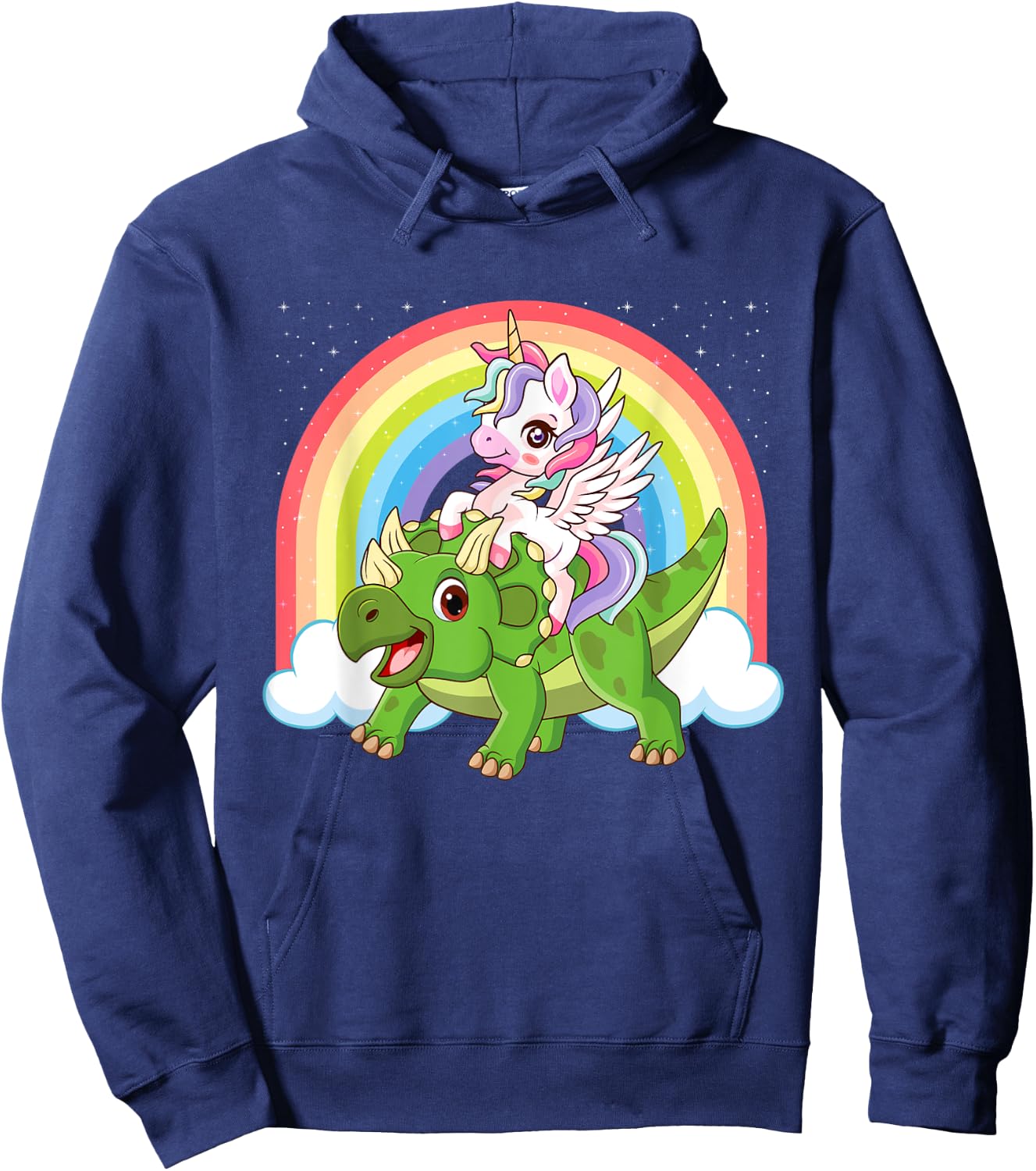 Magical Unicorn And Triceratops - Dinosaur Lover Hoodie - Hoodie | Navy