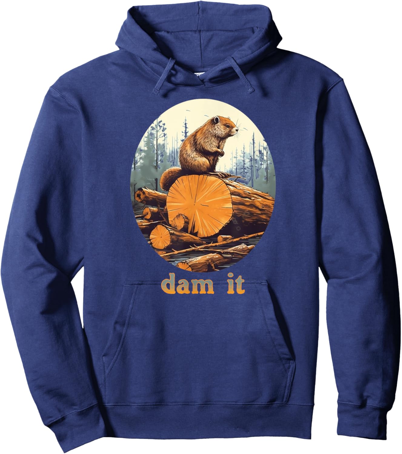 Dam It Beaver Funny Pun Joke Hoodie - Hoodie | Navy