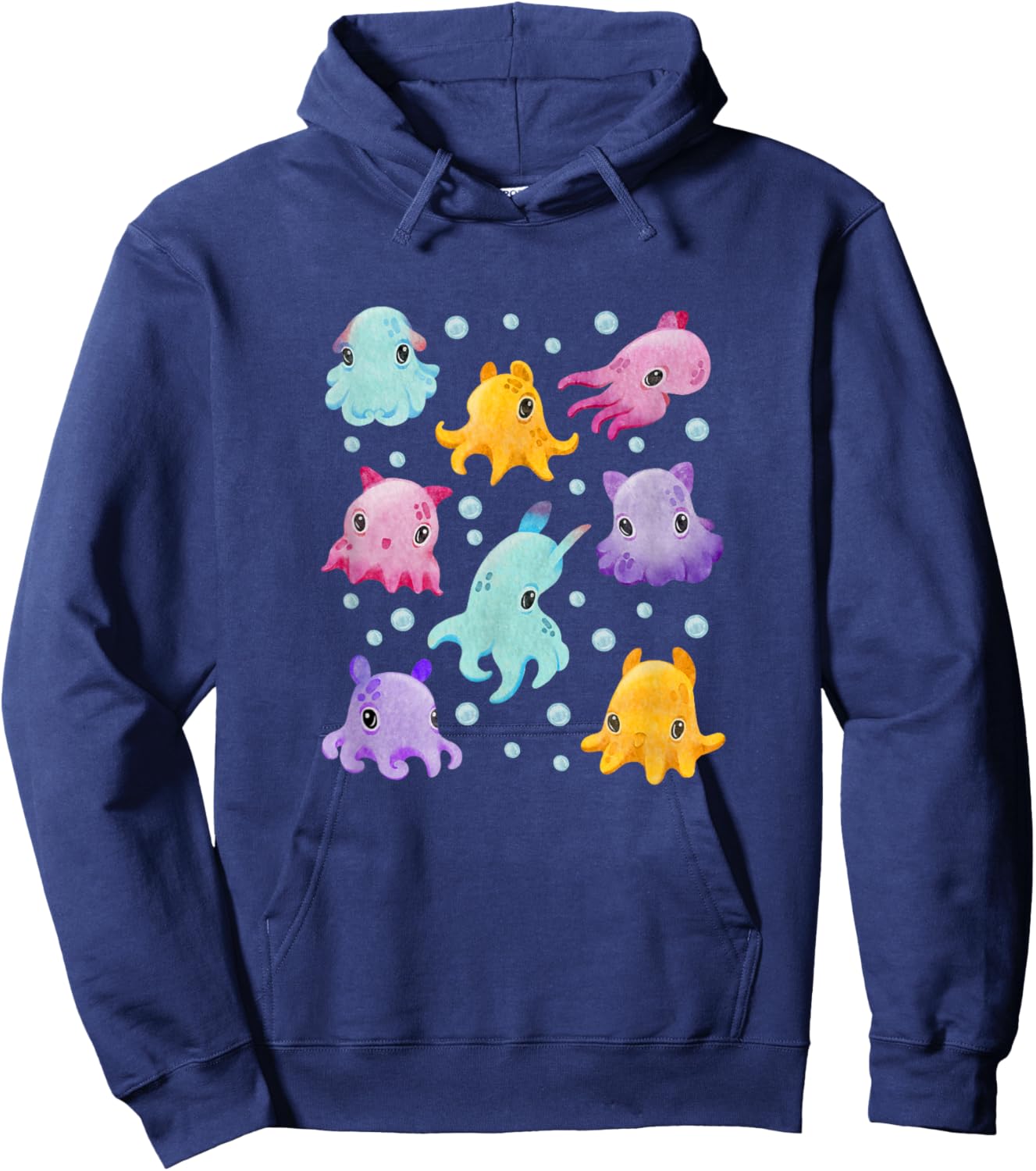 Dumbo Octopus, Cute Octopus Gift, Cute Watercolor Octopuses Hoodie - Hoodie | Navy