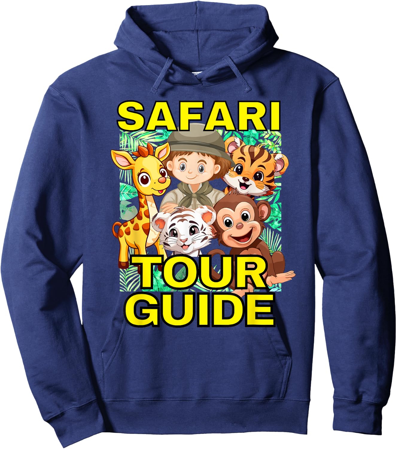 Safari Tour Guide Cute Animal Graphics Hoodie - Hoodie | Navy