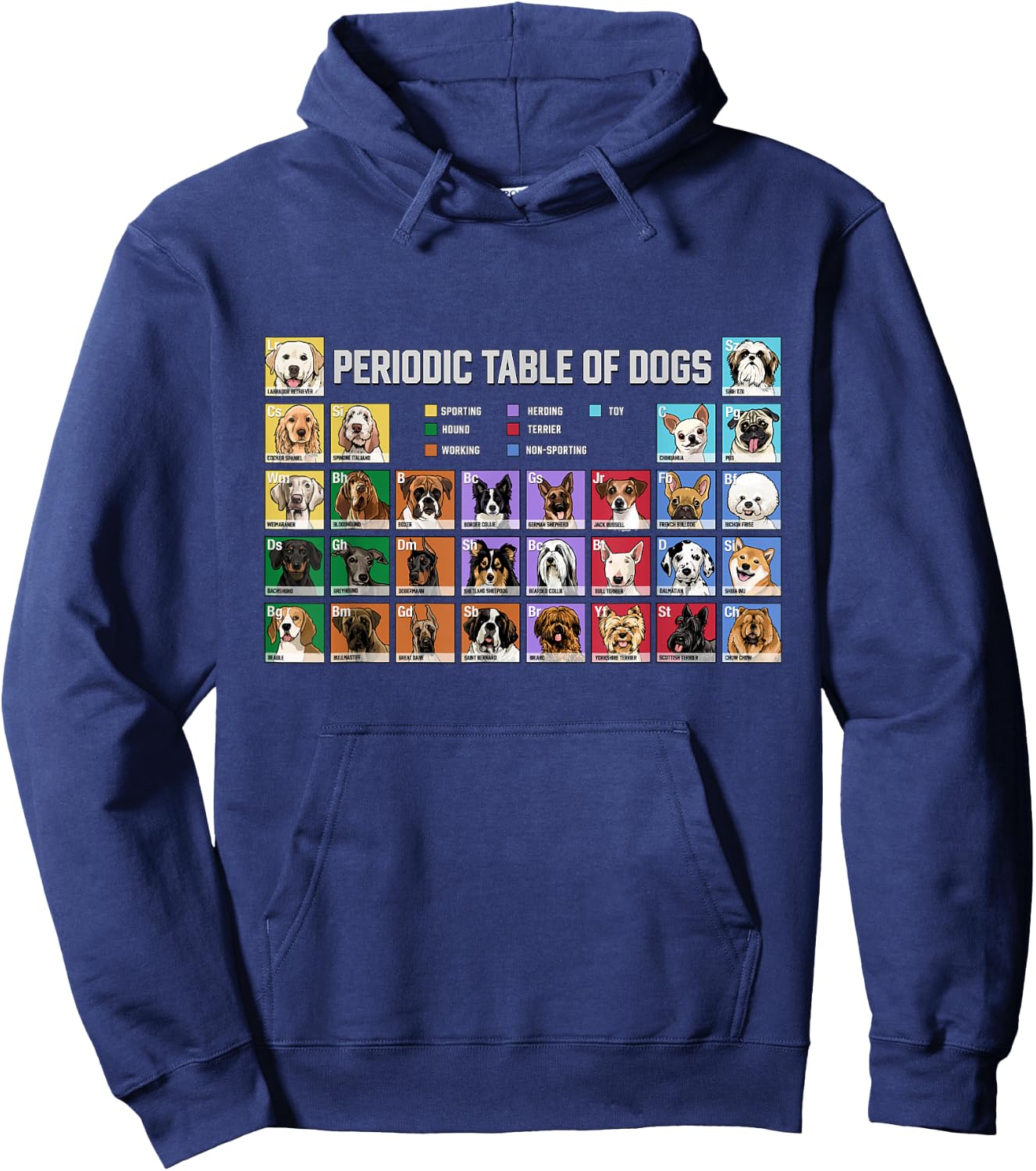Periodic Table of Dogs Pet Puppy Science Dog Lover Dog Owner Men Women Kids Hoodie - Hoodie | Navy