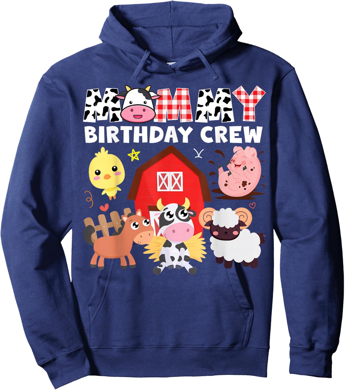 Cow Mommy Birthday Crew Farm Theme Animals Birthday Party Hoodie - Hoodie | Navy