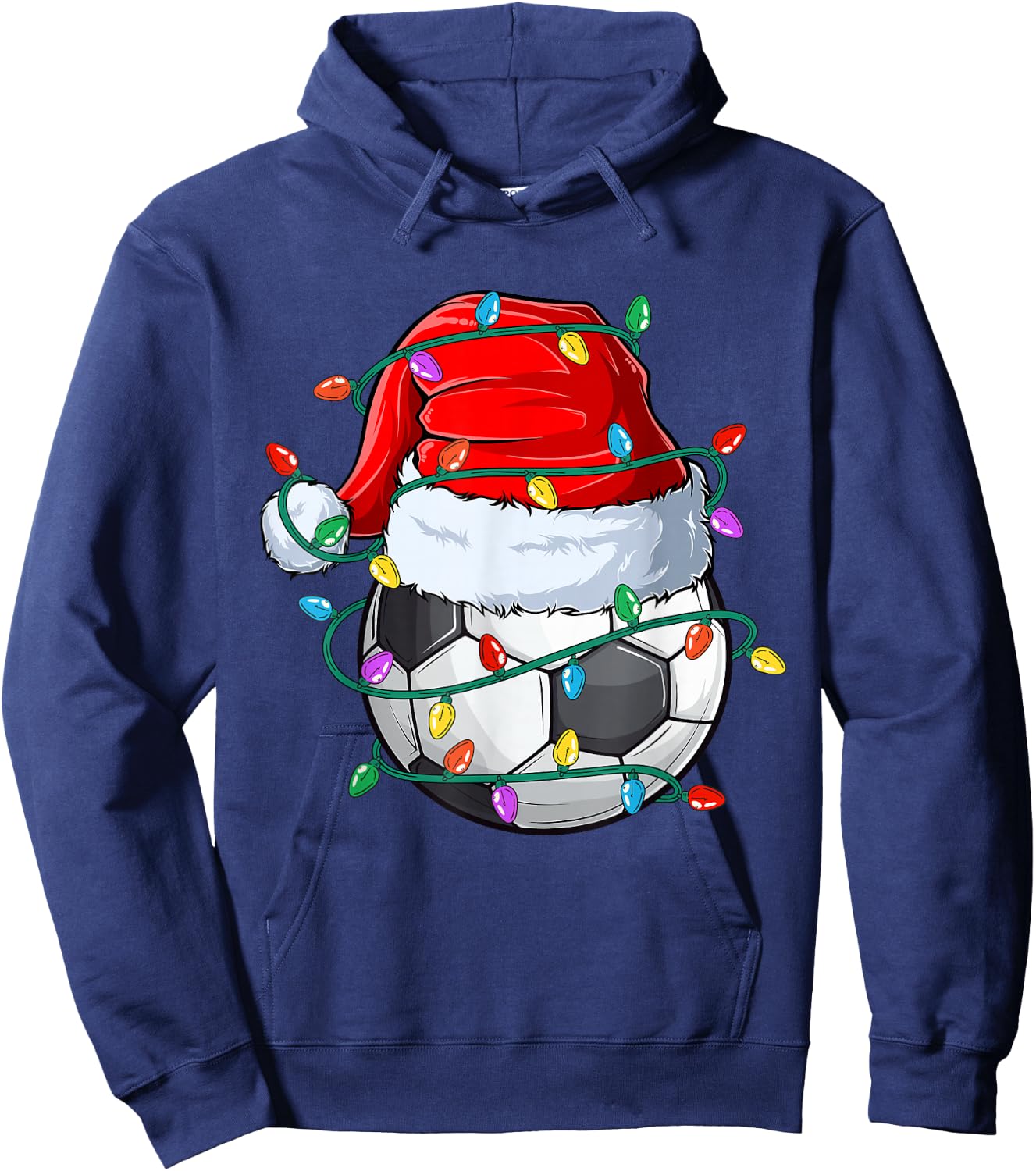 Christmas Soccer Xmas Santa Sports Hat Ball Kids Boys Men Hoodie - Hoodie | Navy