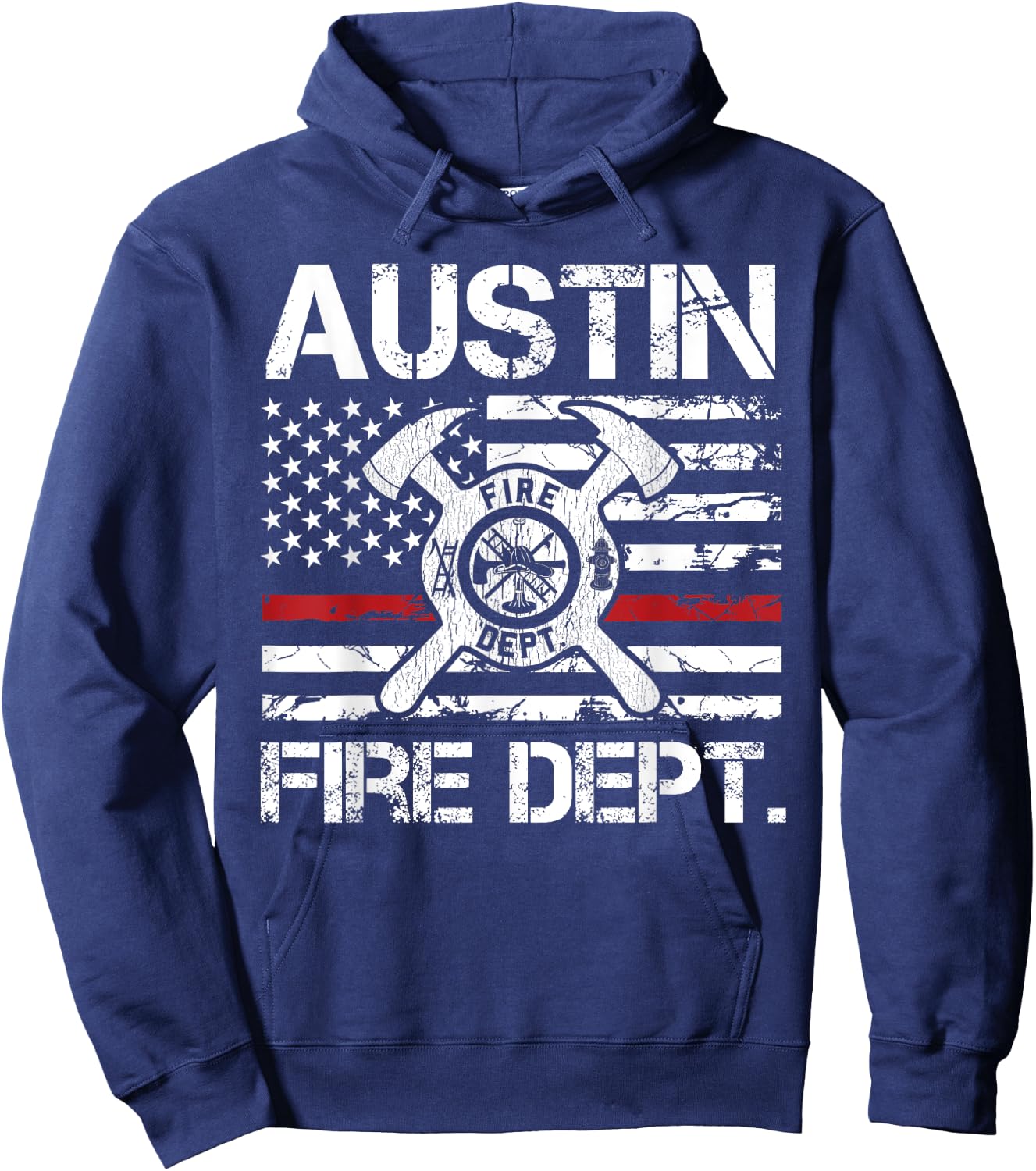 Austin Texas Fire Department Thin Red Line Logo Hoodie - Hoodie | Navy