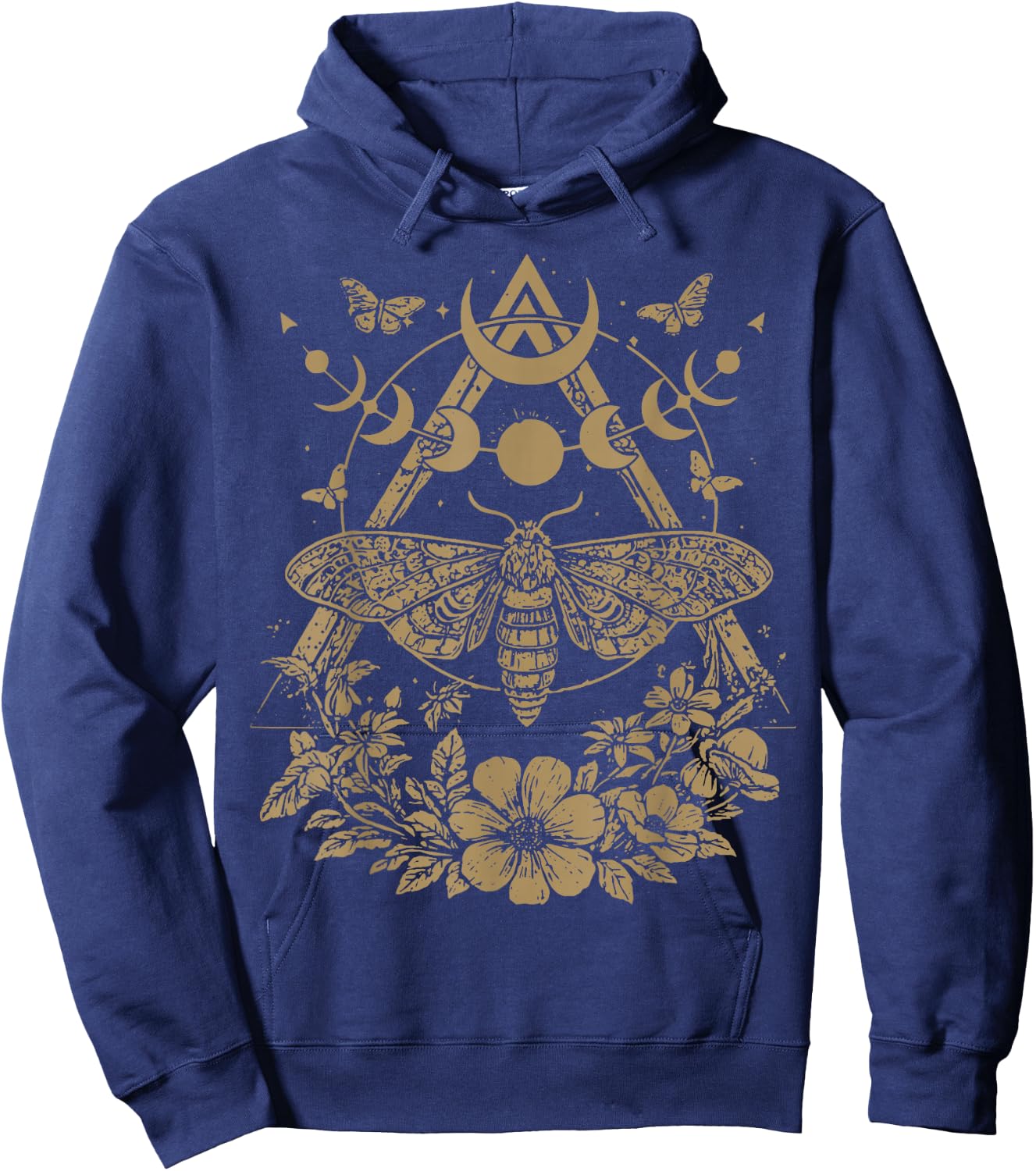 Cute Fairycore Floral Moth Aesthetic Girls Women Graphic Hoodie - Hoodie | Navy