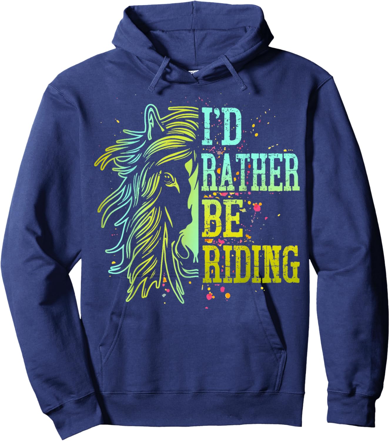 I'd Rather Be Riding Horse Back Girl Women Funny Equestrian Hoodie - Hoodie | Navy