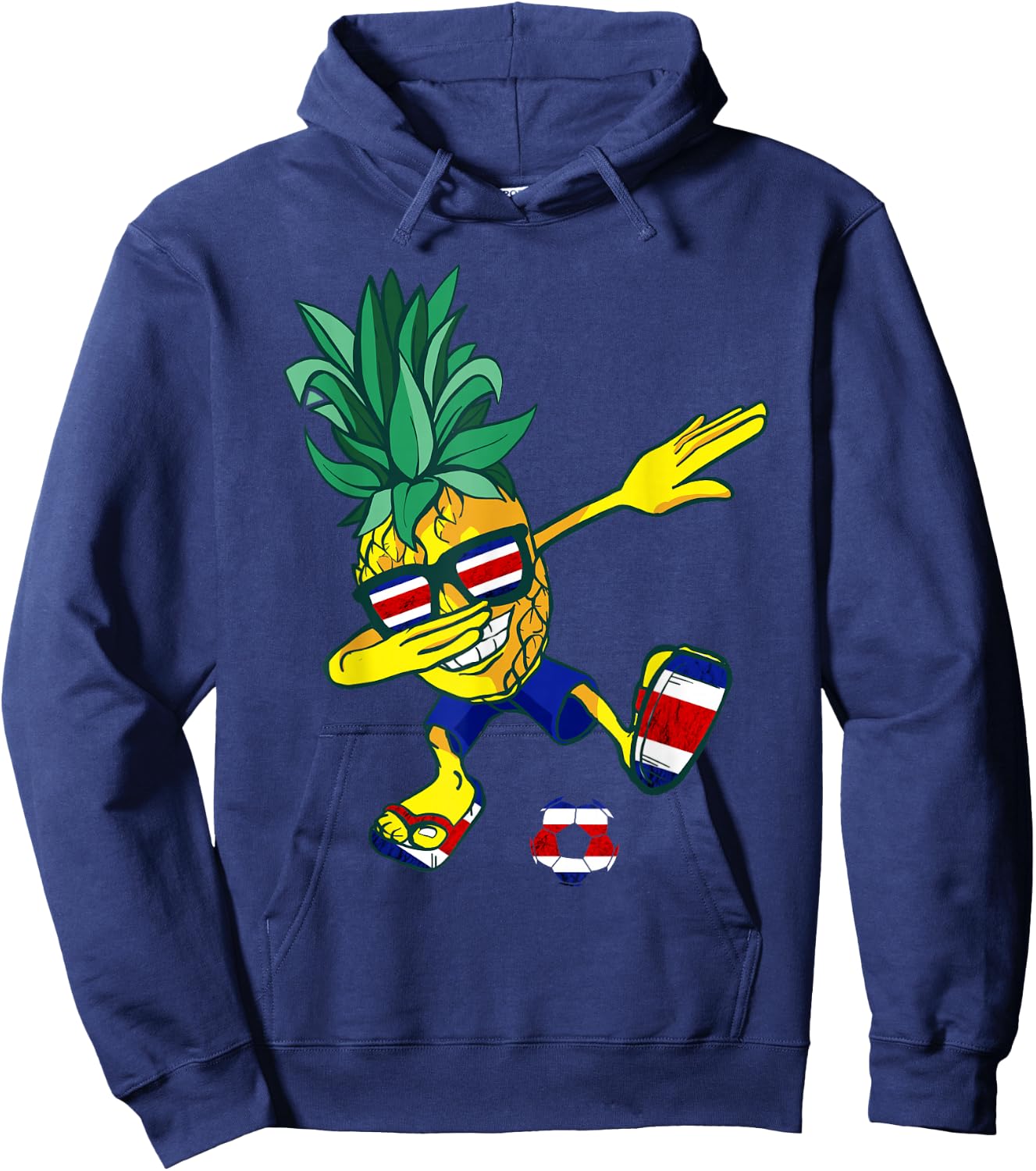 Costa Rican Roots Pineapple Costa Rica Soccer Team Hoodie - Hoodie | Navy